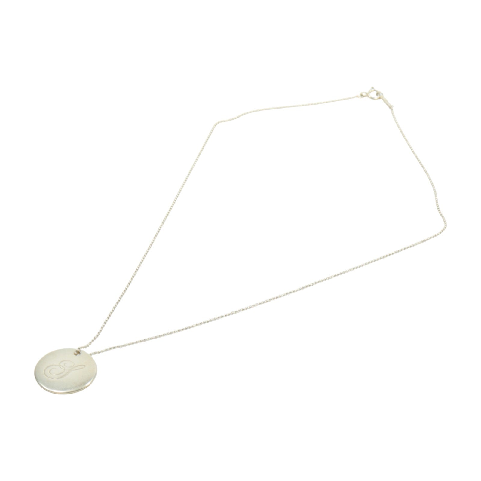 TIFFANY＆CO 925純銀S Notes Alphabet Disc Charm Pendant項鍊