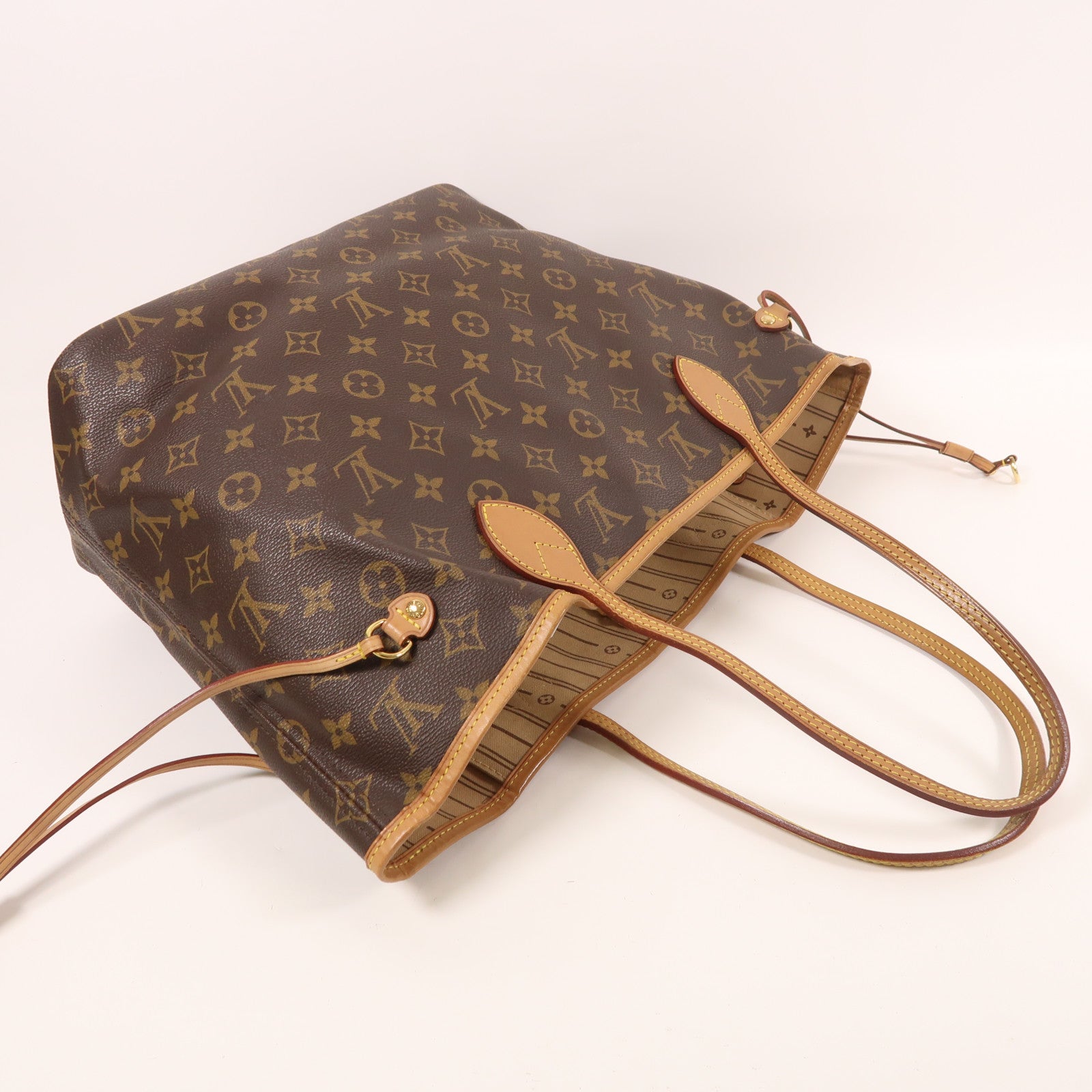 LOUIS VUITTON Monogram Neverfull MM金扣手挽袋