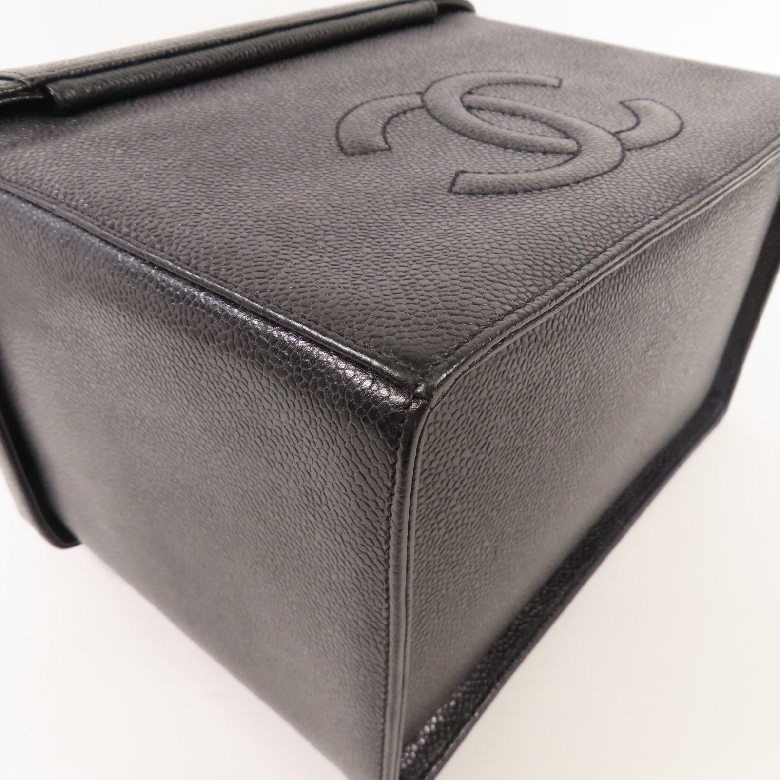 CHANEL CC GHW 2 Way Chain Shoulder Hand Bag Calfskin Leather Black