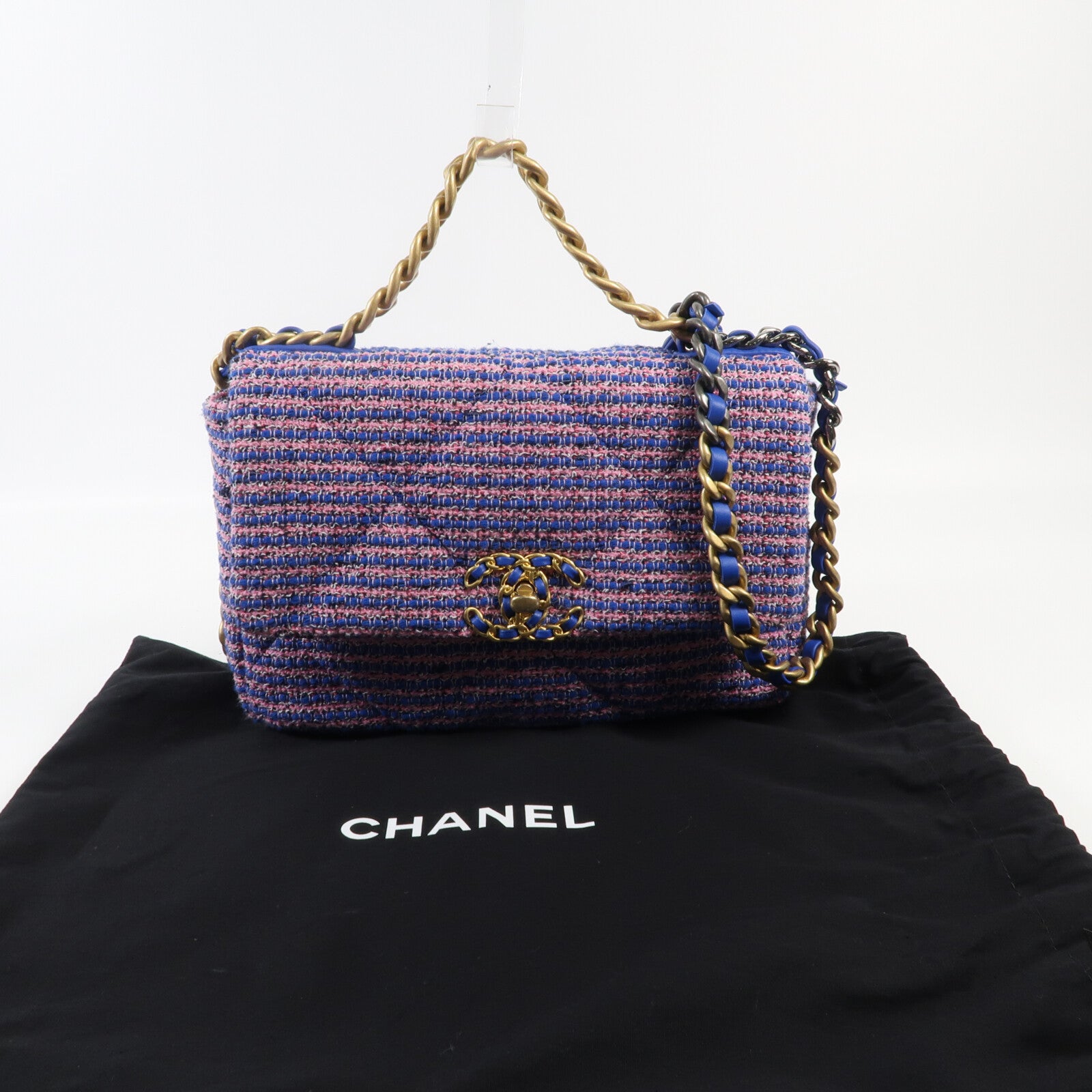 CHANEL Tweed Chanel 19 Small鏈帶手挽肩背兩用袋