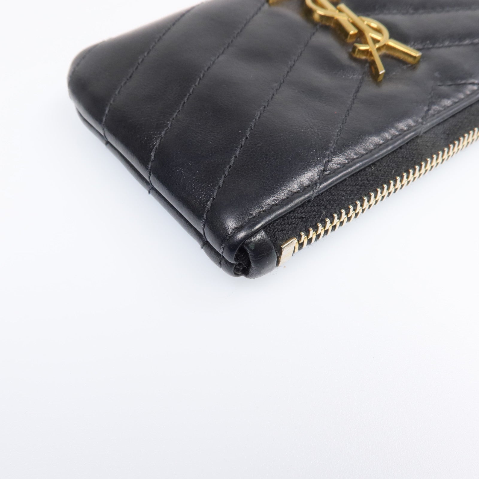 YVES SAINT LAURENT 牛皮皮革Coin Case金扣零錢包