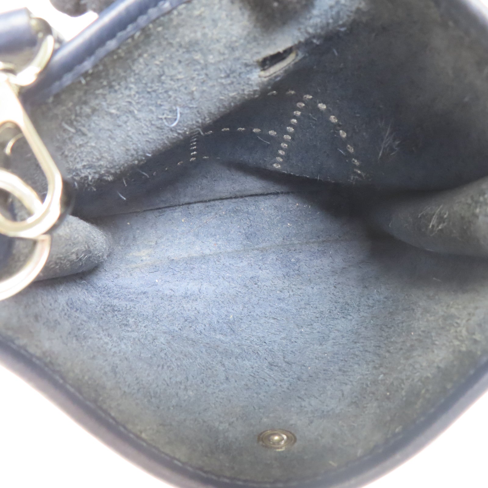 HERMES Clemence皮革Evelyne TPM銀扣肩背袋Bleu Ocean