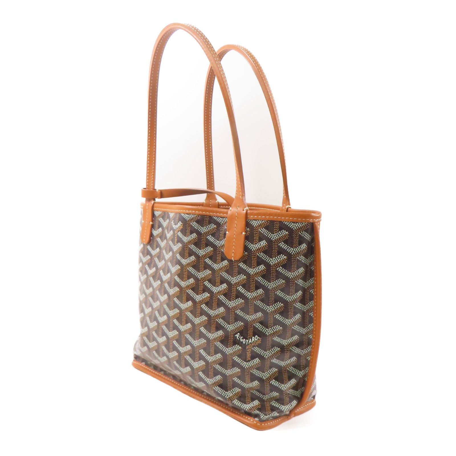 GOYARD 塗層帆布Mini Anjou Tote Bag銀扣手挽袋啡色