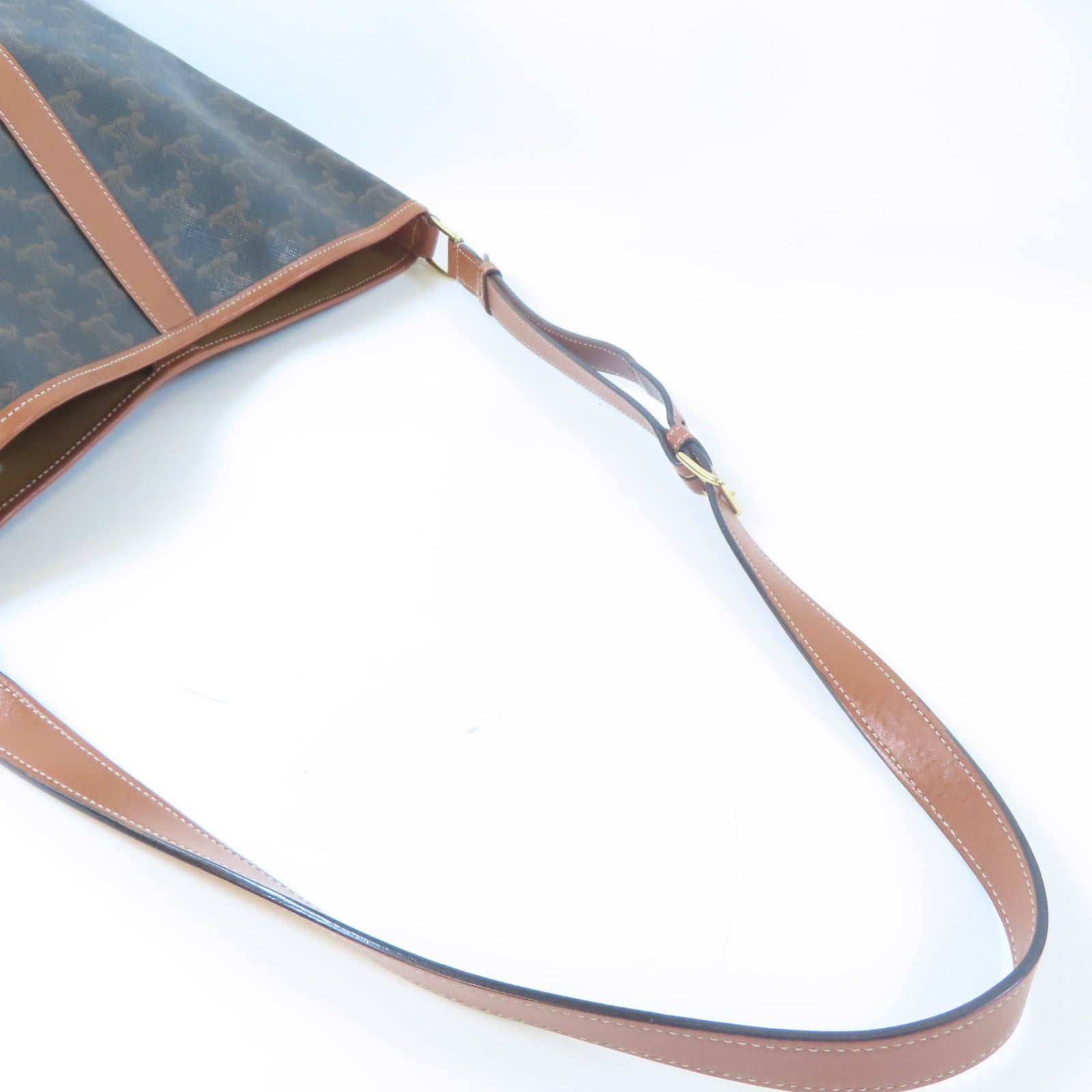 CELINE 塗層帆布Crossbody Bag金扣肩背袋啡色