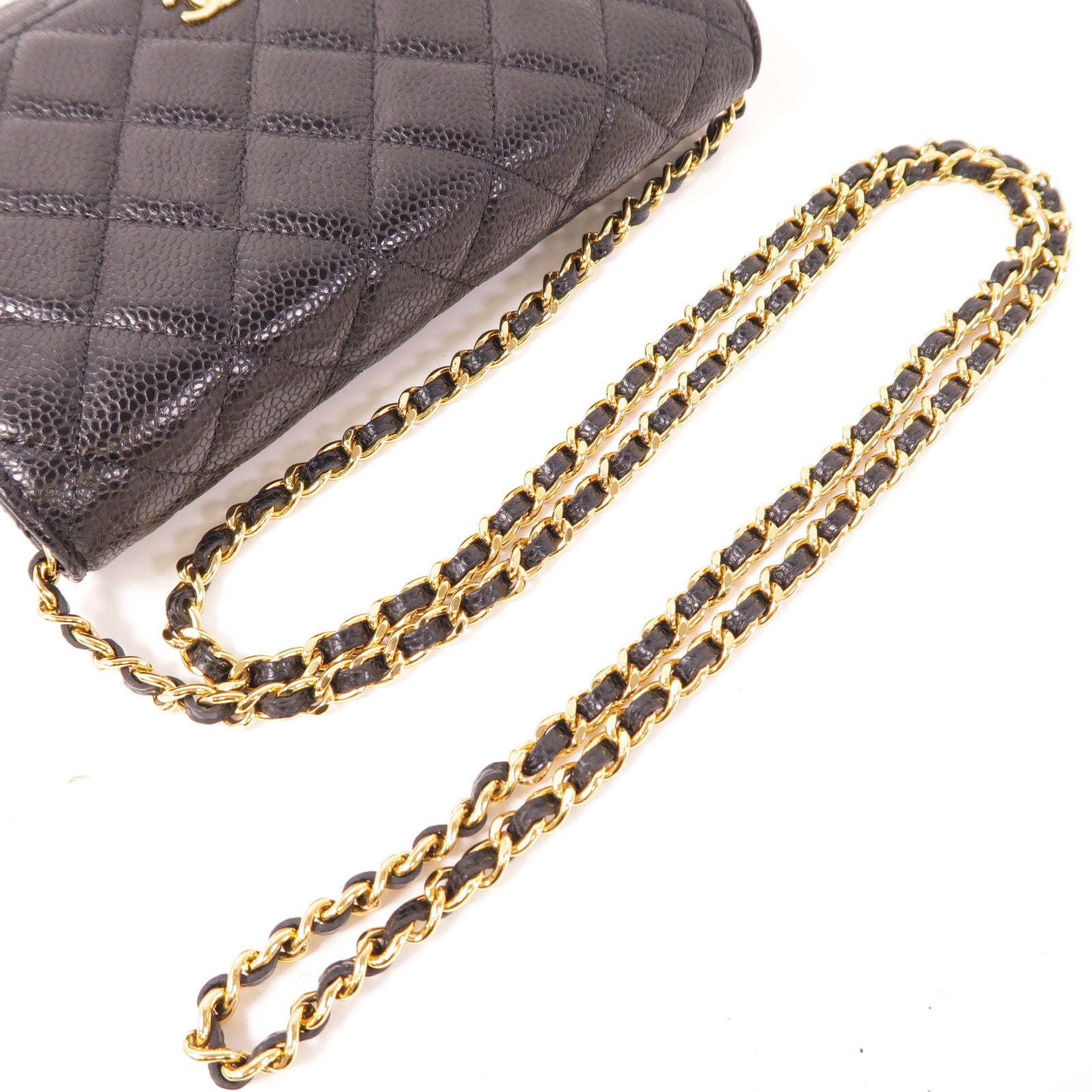 CHANEL 牛皮皮革WOC Wallet On Chain金扣鏈帶肩背袋