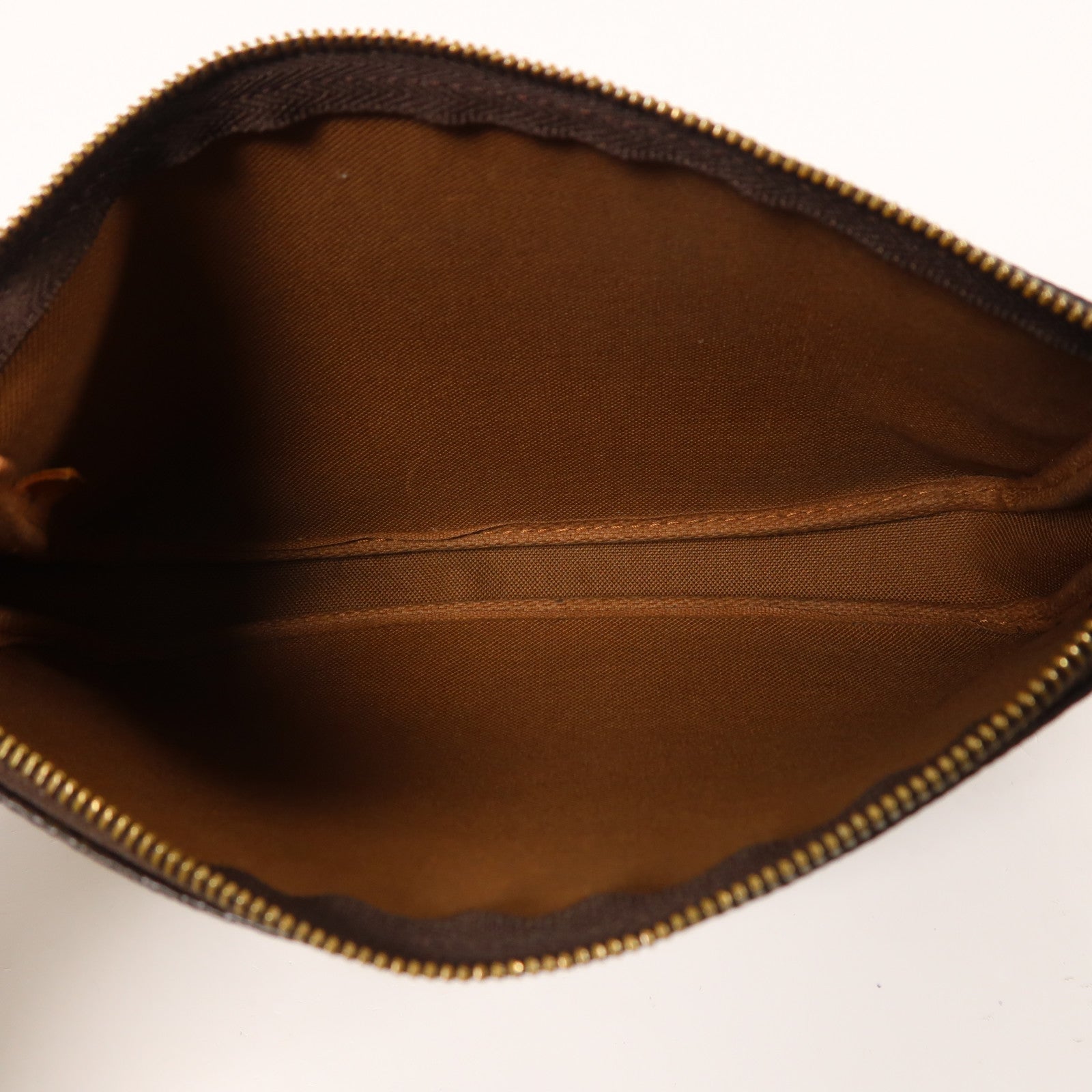 LOUIS VUITTON Monogram Pochette Accessoires金扣手拿包棕色