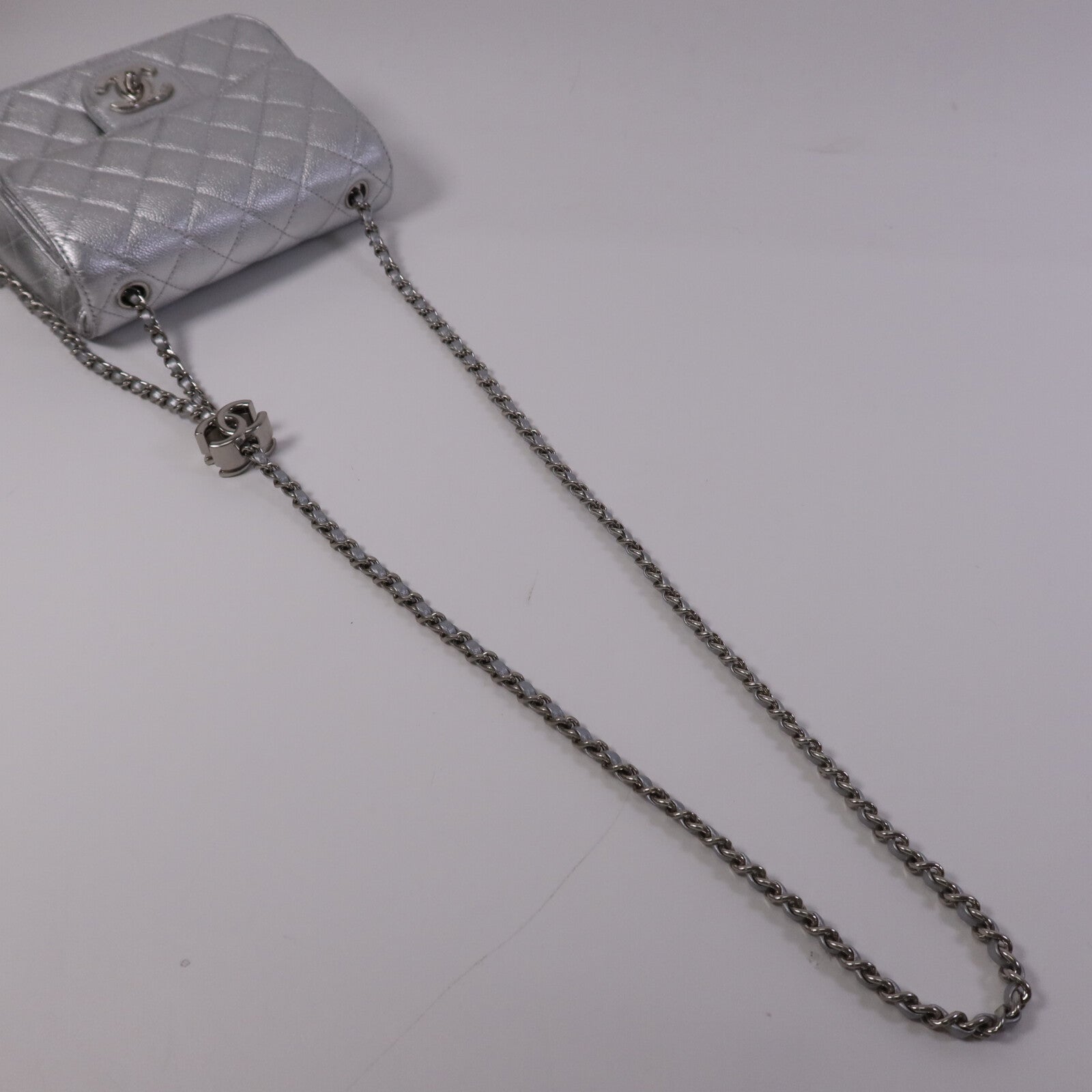 LOUIS VUITTON 牛皮皮革Mini Classic 17銀扣鏈帶肩背袋