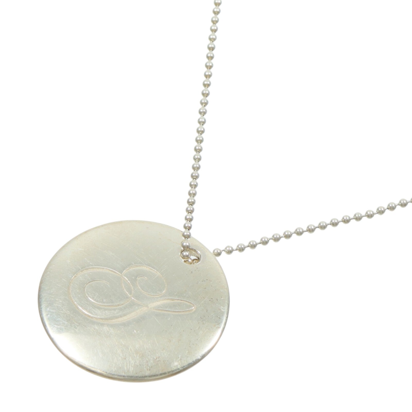 TIFFANY＆CO 925純銀S Notes Alphabet Disc Charm Pendant項鍊