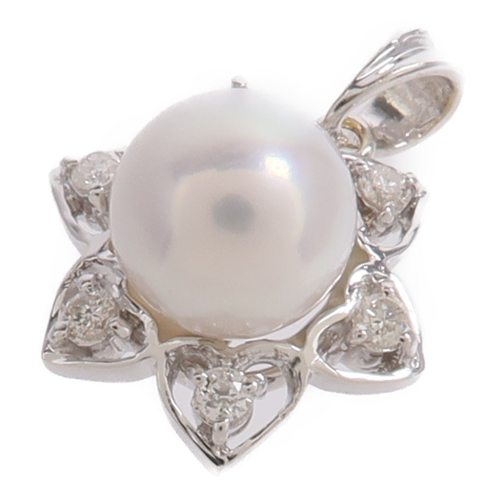 JEWELRY 18K白金Diamond Pearl Pendant Top珍珠/鑽石吊墜