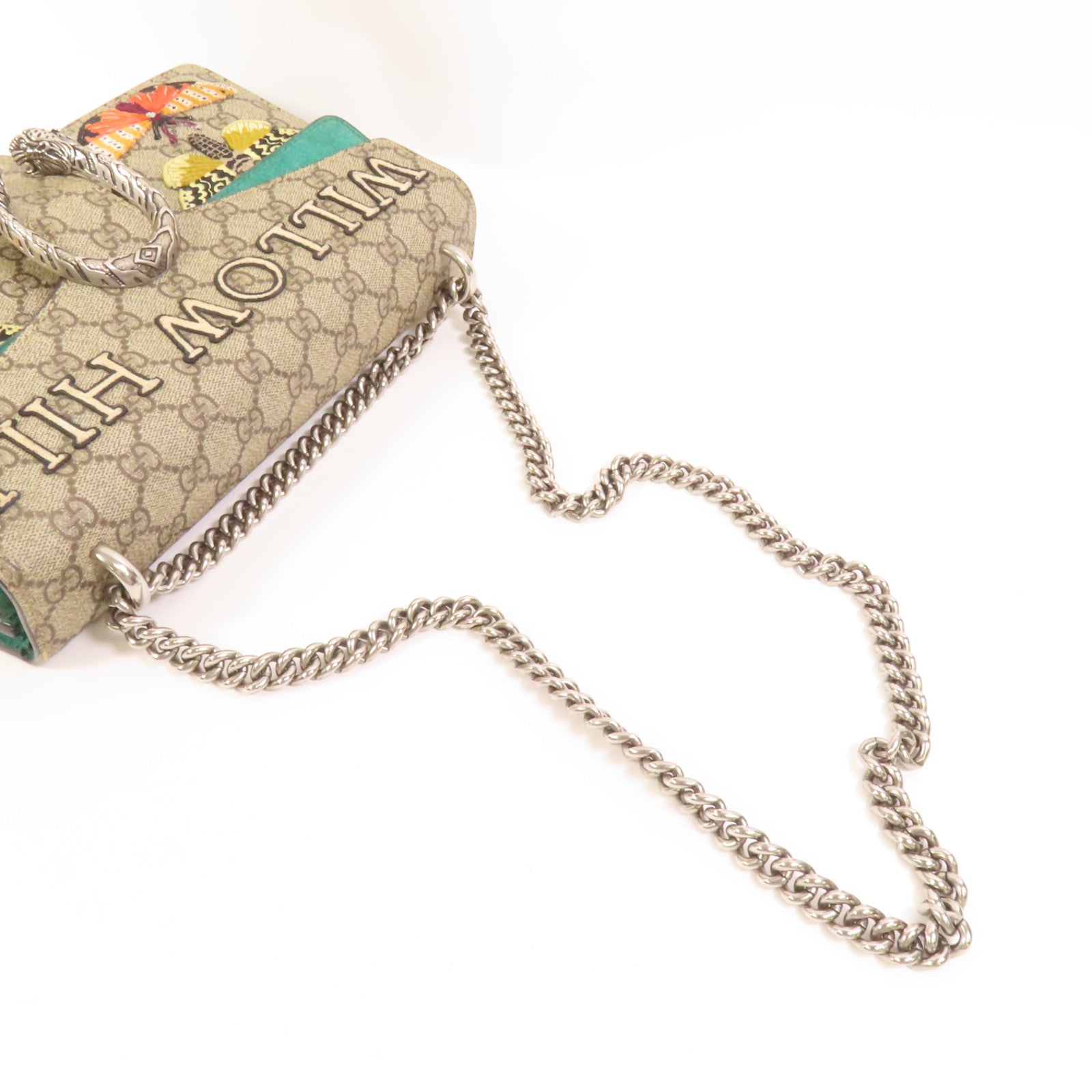 GUCCI 塗層帆布Chain Shoulder銀扣肩背袋