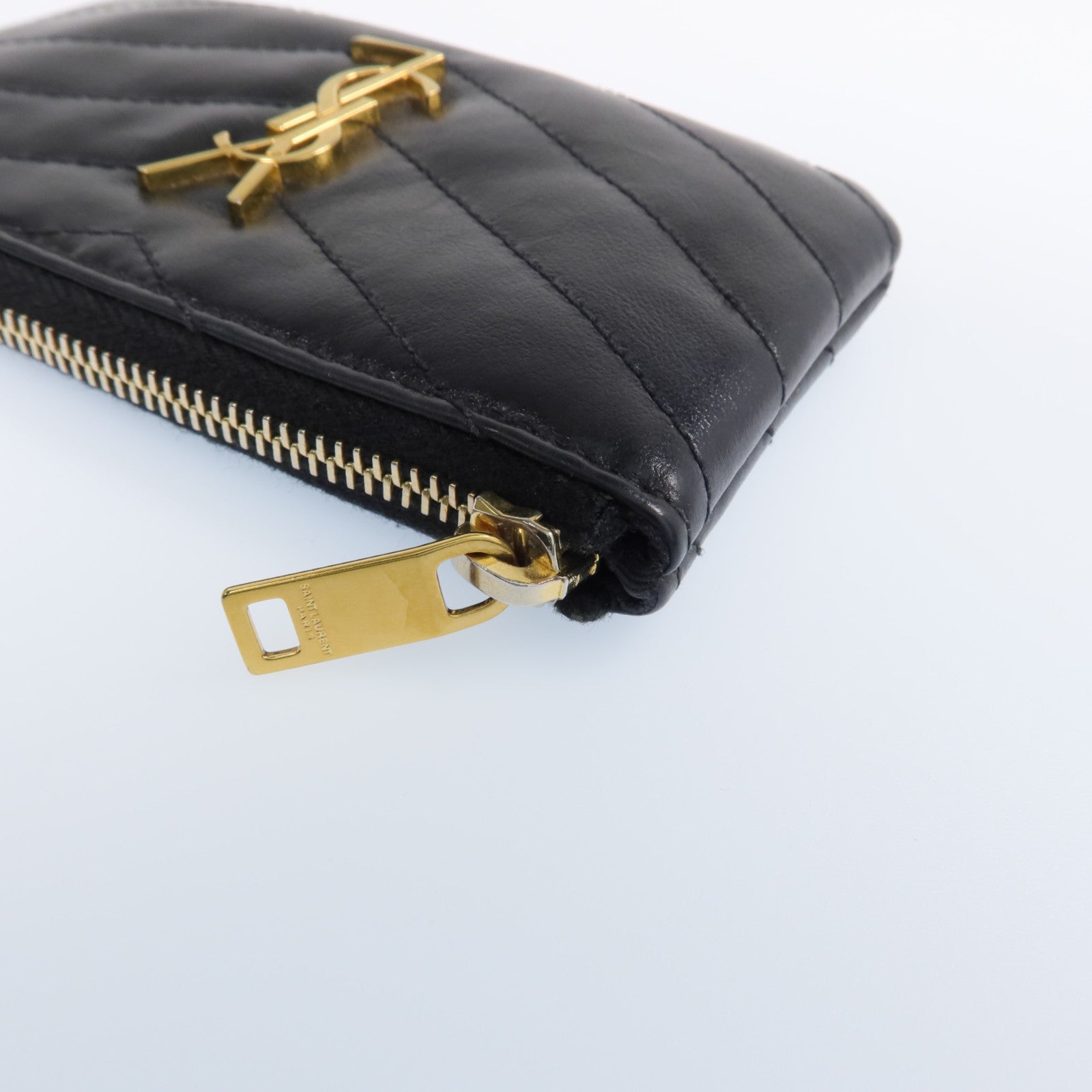 YVES SAINT LAURENT 牛皮皮革Coin Case金扣零錢包