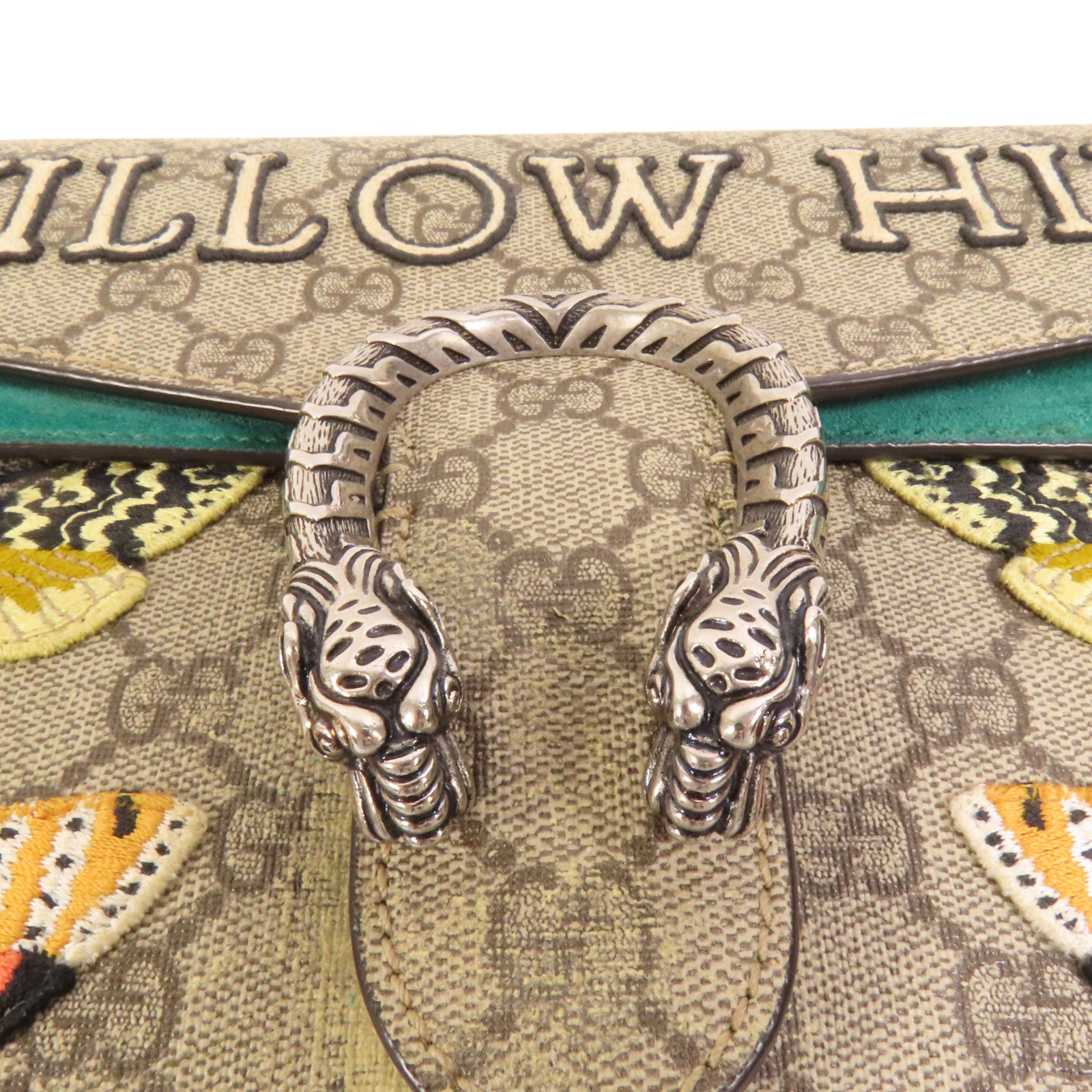 GUCCI 塗層帆布Chain Shoulder銀扣肩背袋