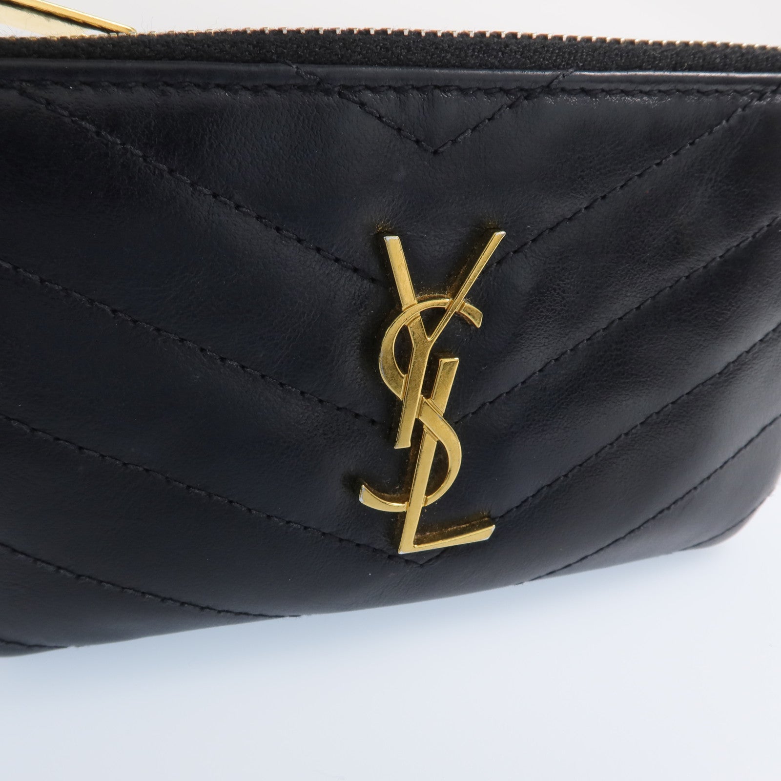 YVES SAINT LAURENT 牛皮皮革Coin Case金扣零錢包