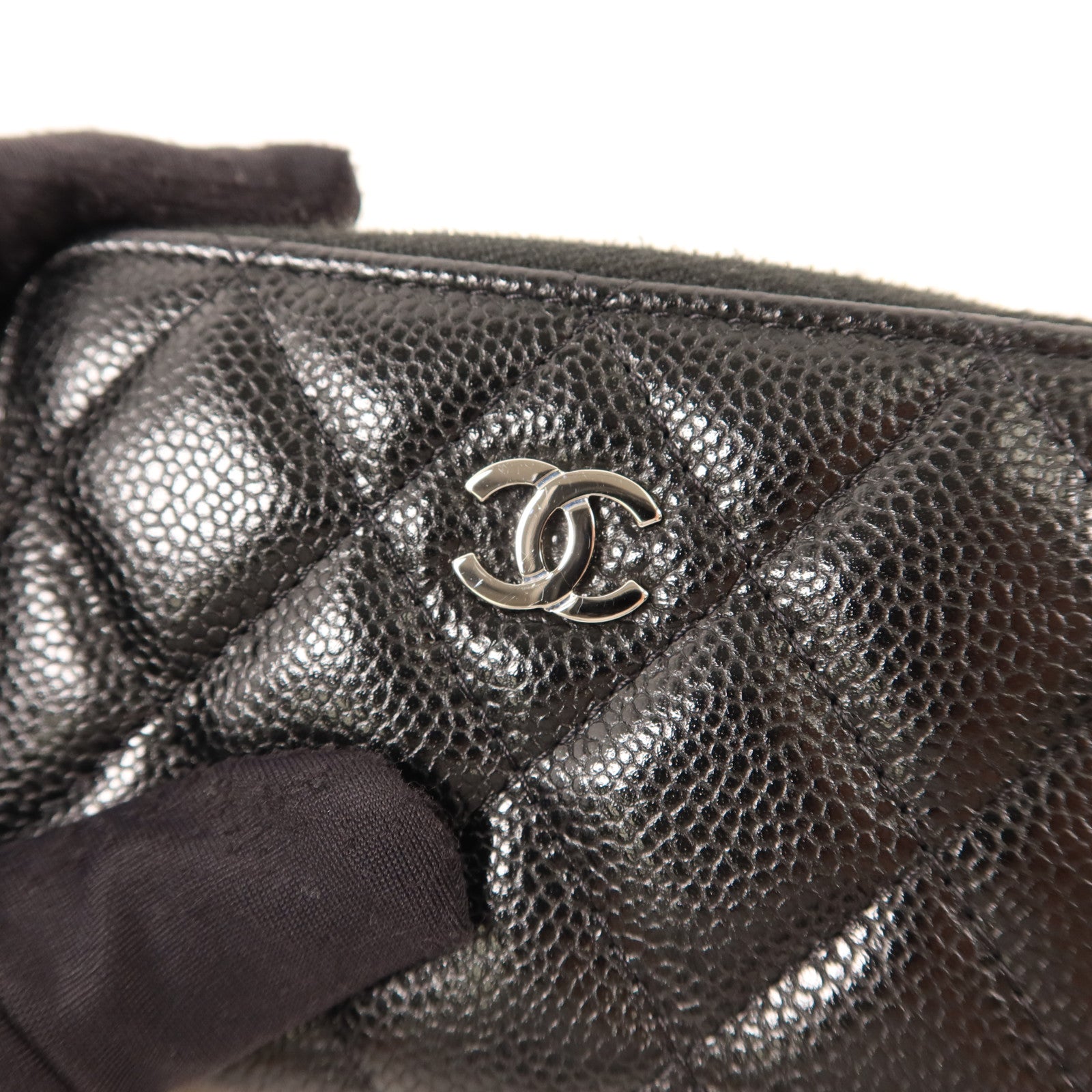 CHANEL 牛皮皮革Shoulder Bag銀扣鏈帶肩背袋