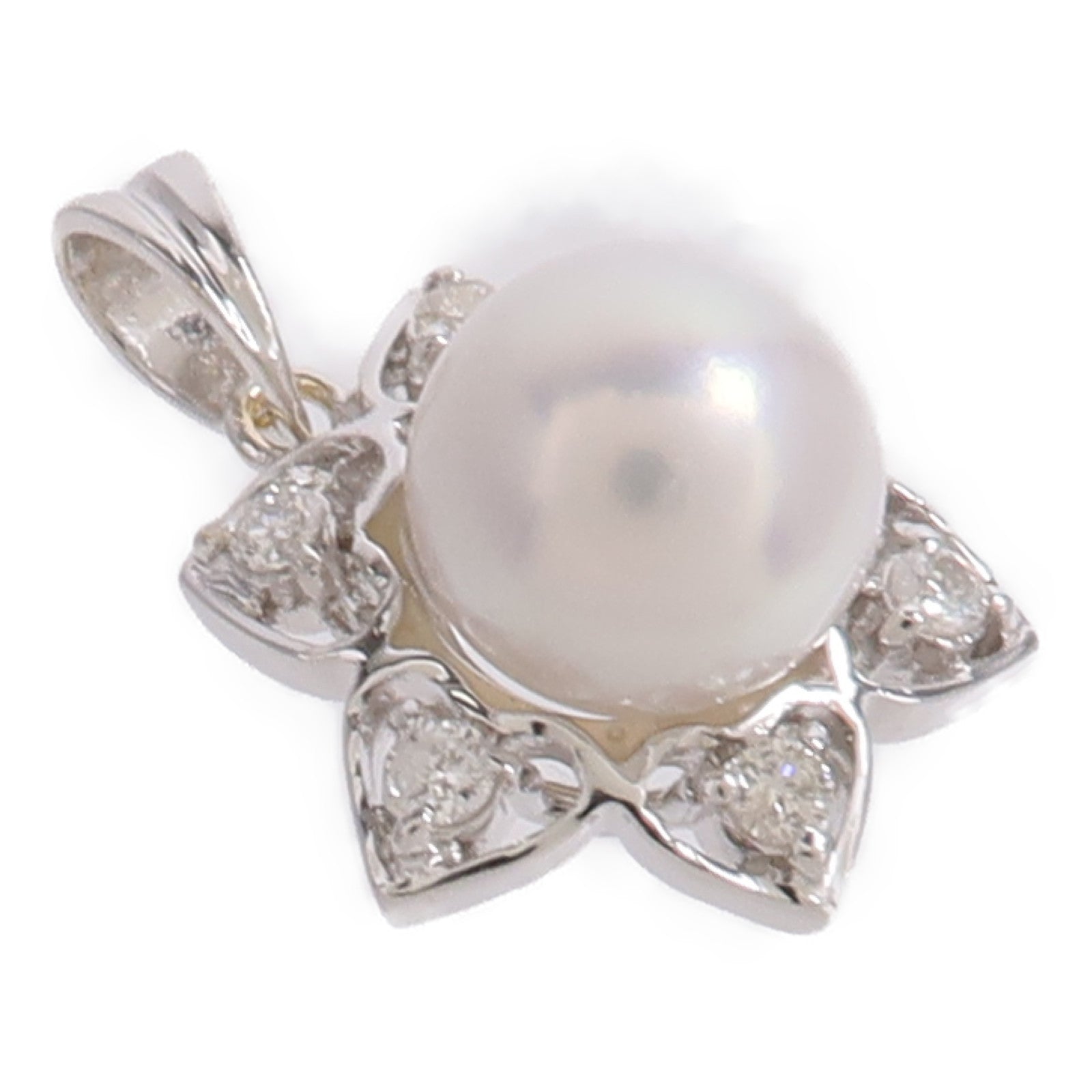 JEWELRY 18K白金Diamond Pearl Pendant Top珍珠/鑽石吊墜