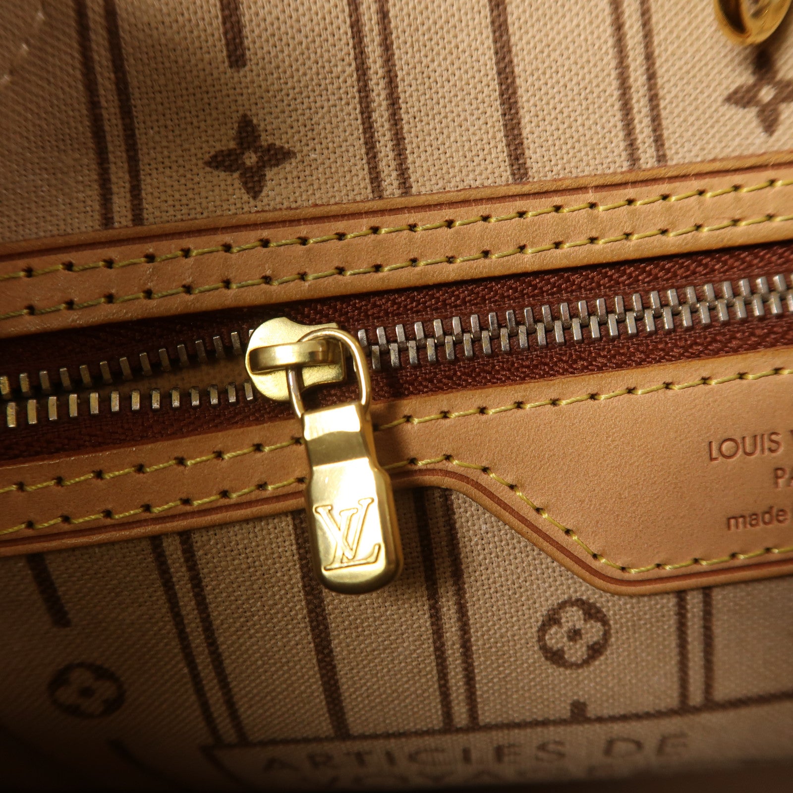 LOUIS VUITTON Monogram Neverfull MM金扣手挽袋
