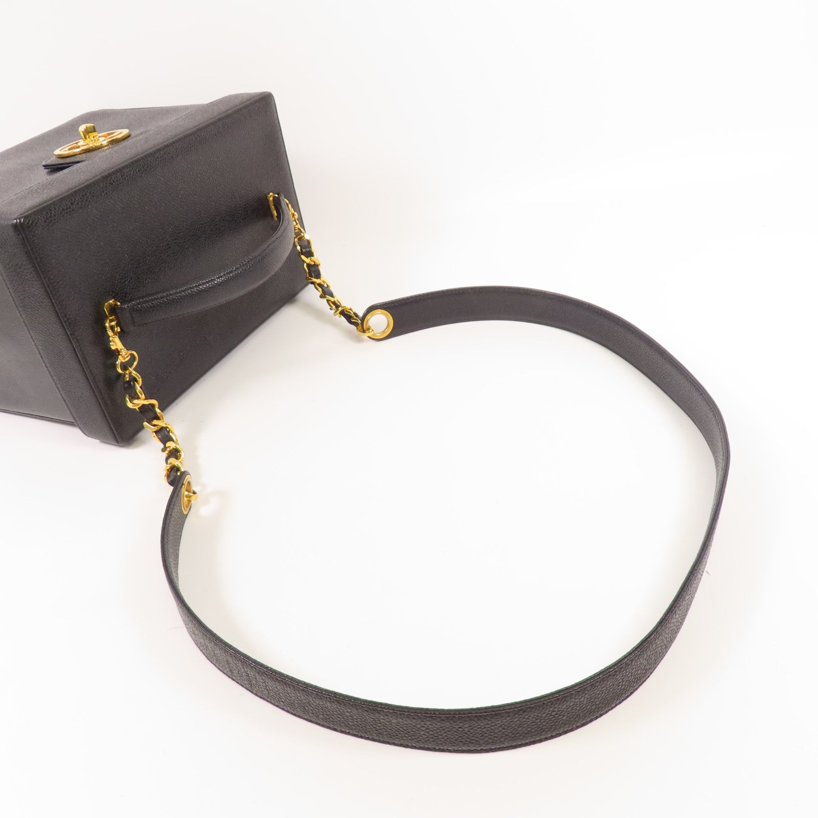 CHANEL 牛皮皮革2 Way Shoulder Bag金扣鏈帶手挽肩背兩用袋