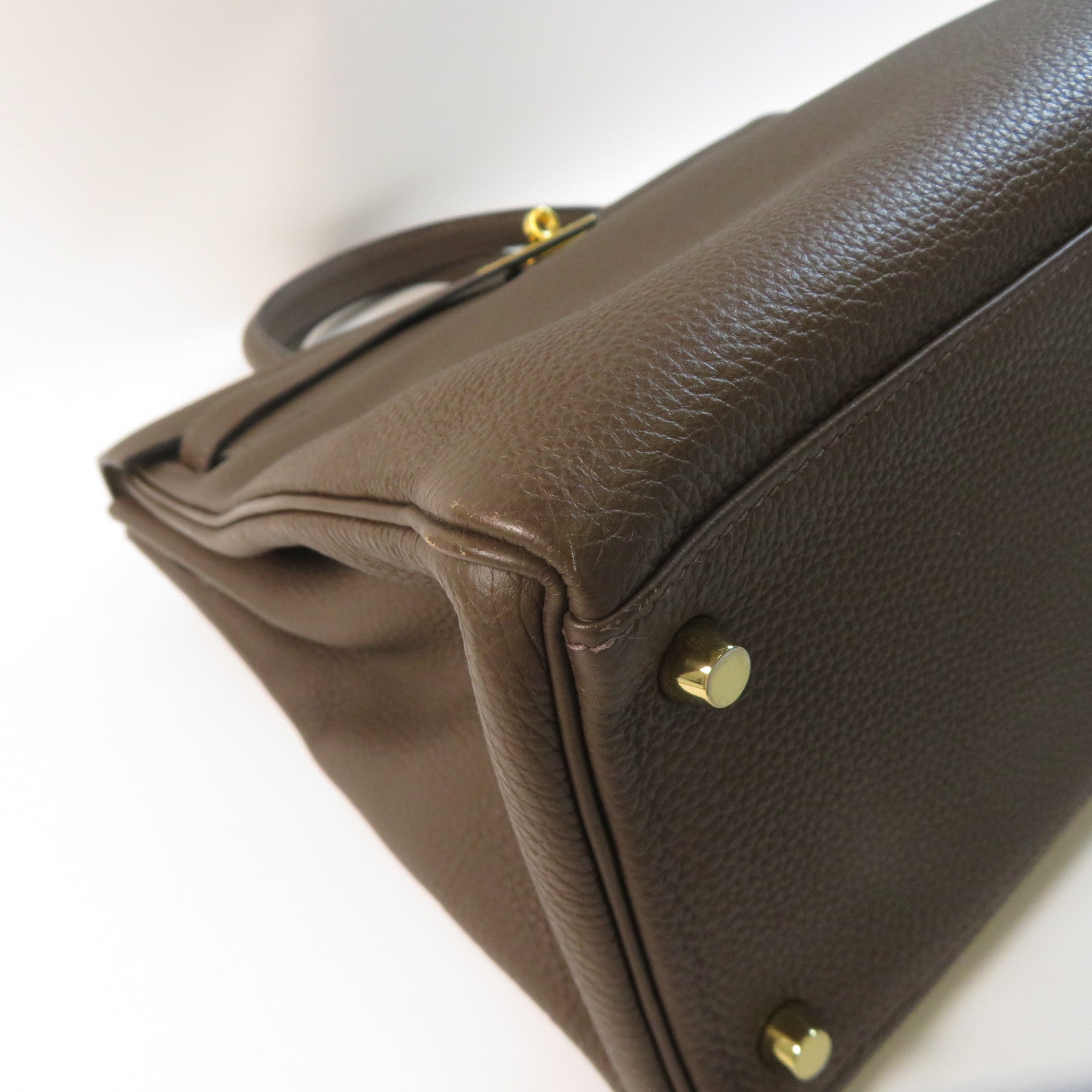 HERMES 【激減優惠】Clemence皮革Kelly 35金扣手挽肩背兩用袋啡色