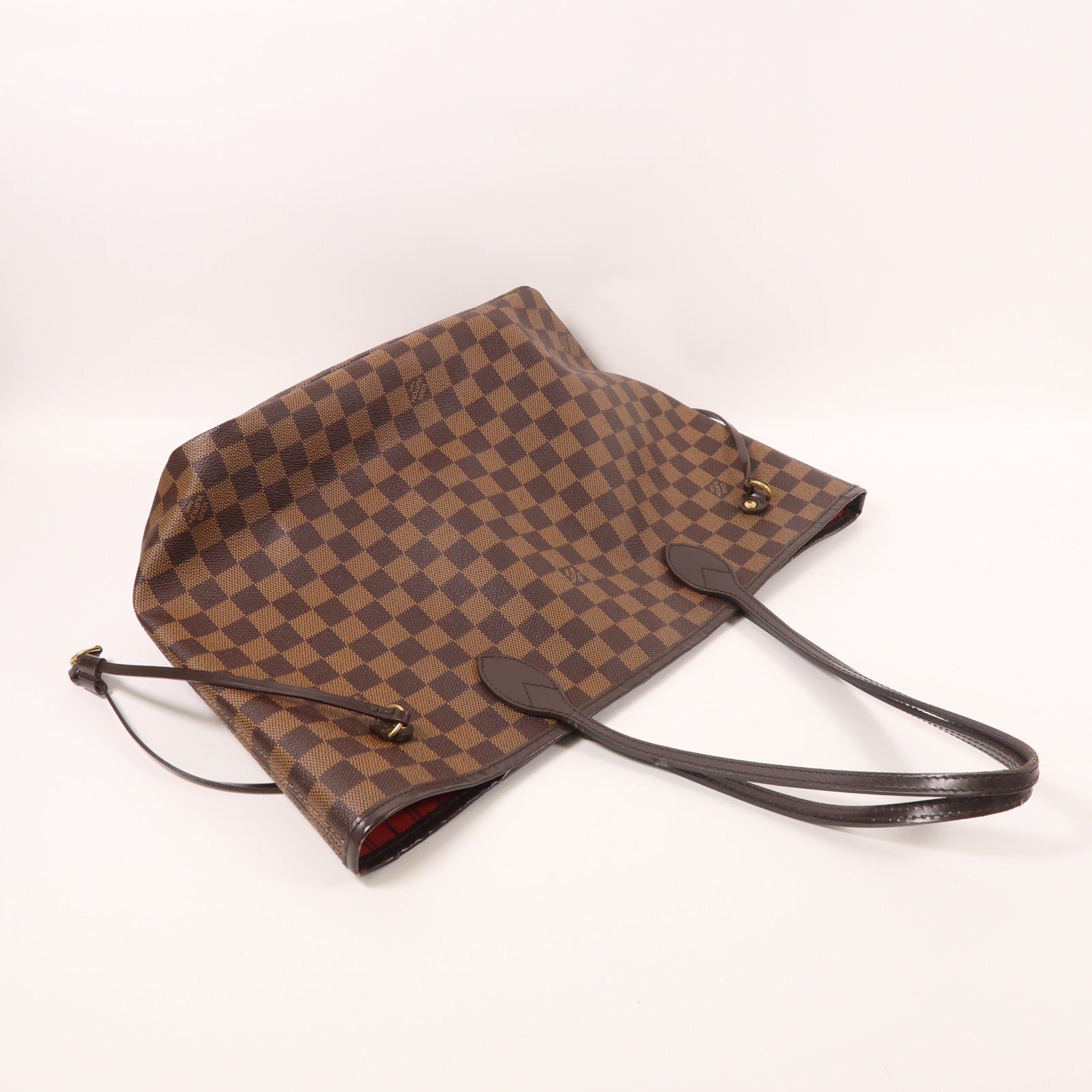 LOUIS VUITTON Damier Neverfull MM金扣肩背袋/手挽袋
