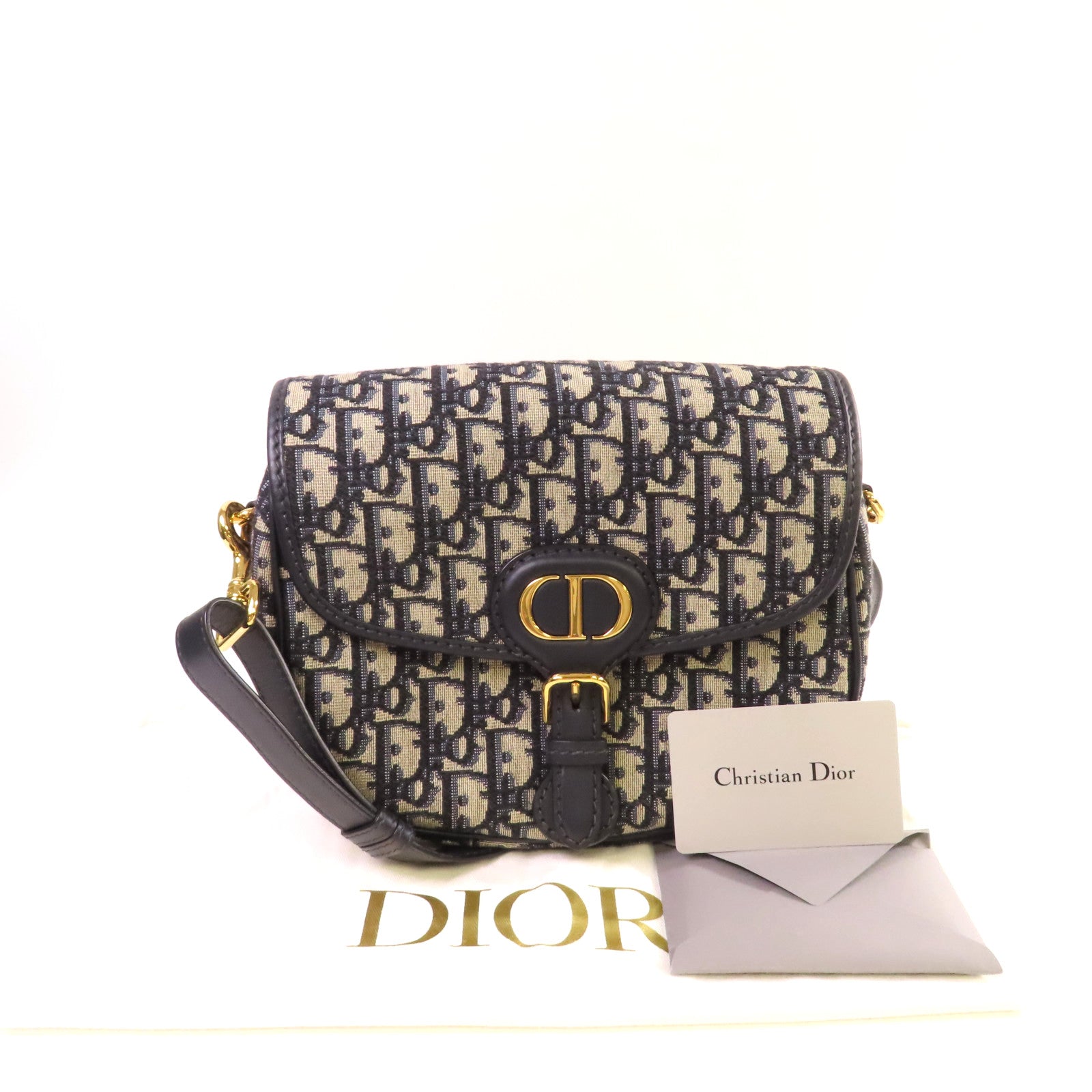 Dior Oblique帆布Bobby Bag金扣肩背袋藍色