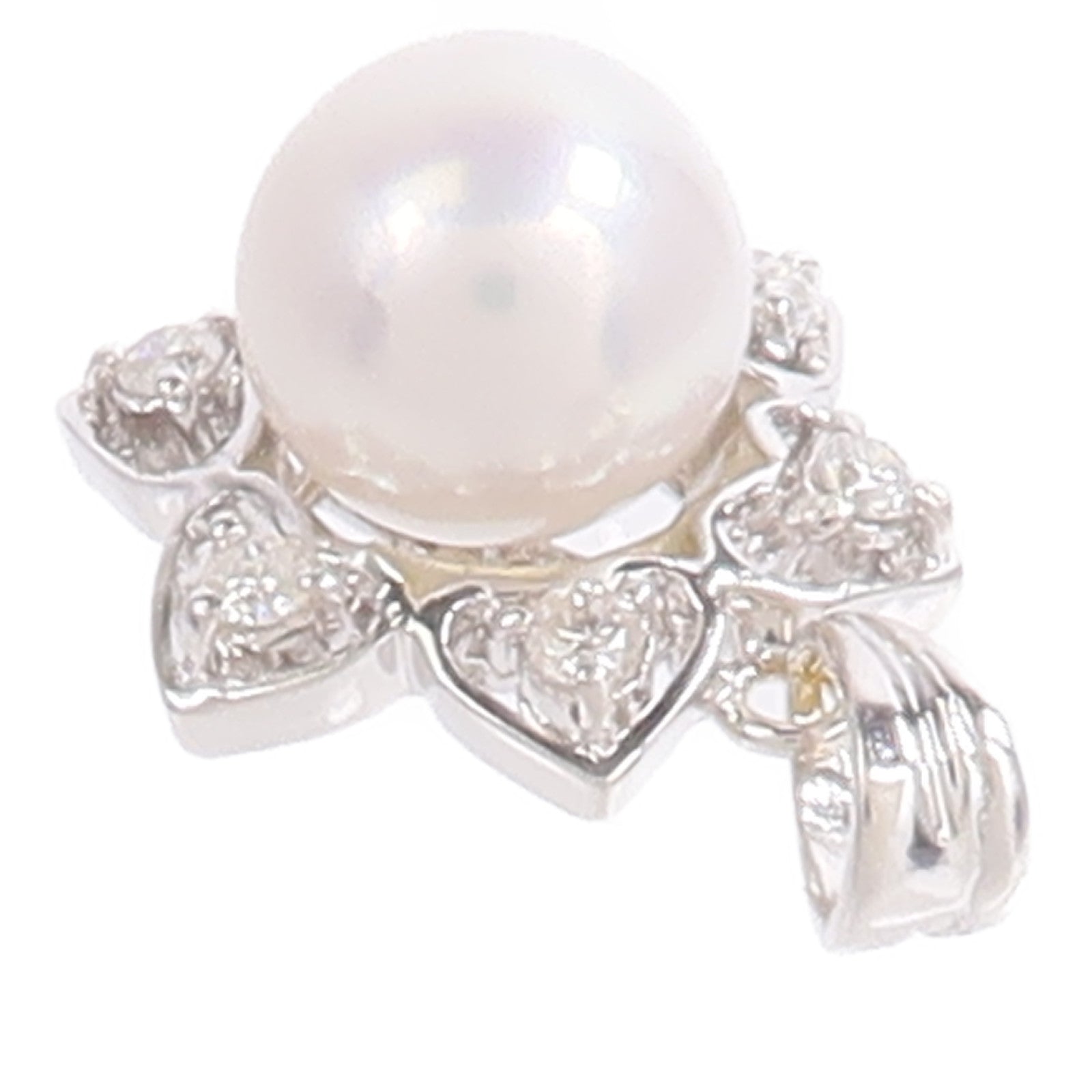 JEWELRY 18K白金Diamond Pearl Pendant Top珍珠/鑽石吊墜