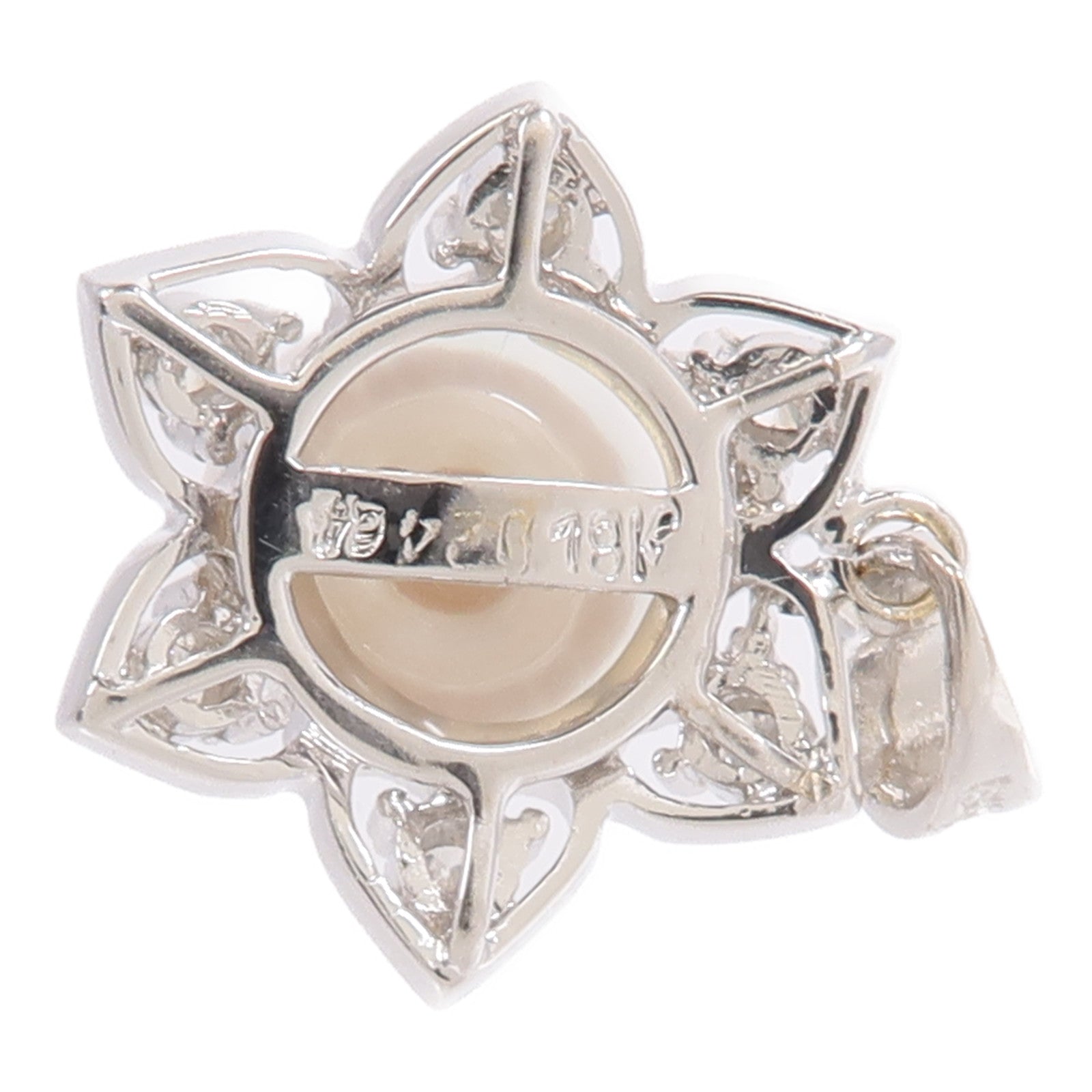 JEWELRY 18K白金Diamond Pearl Pendant Top珍珠/鑽石吊墜