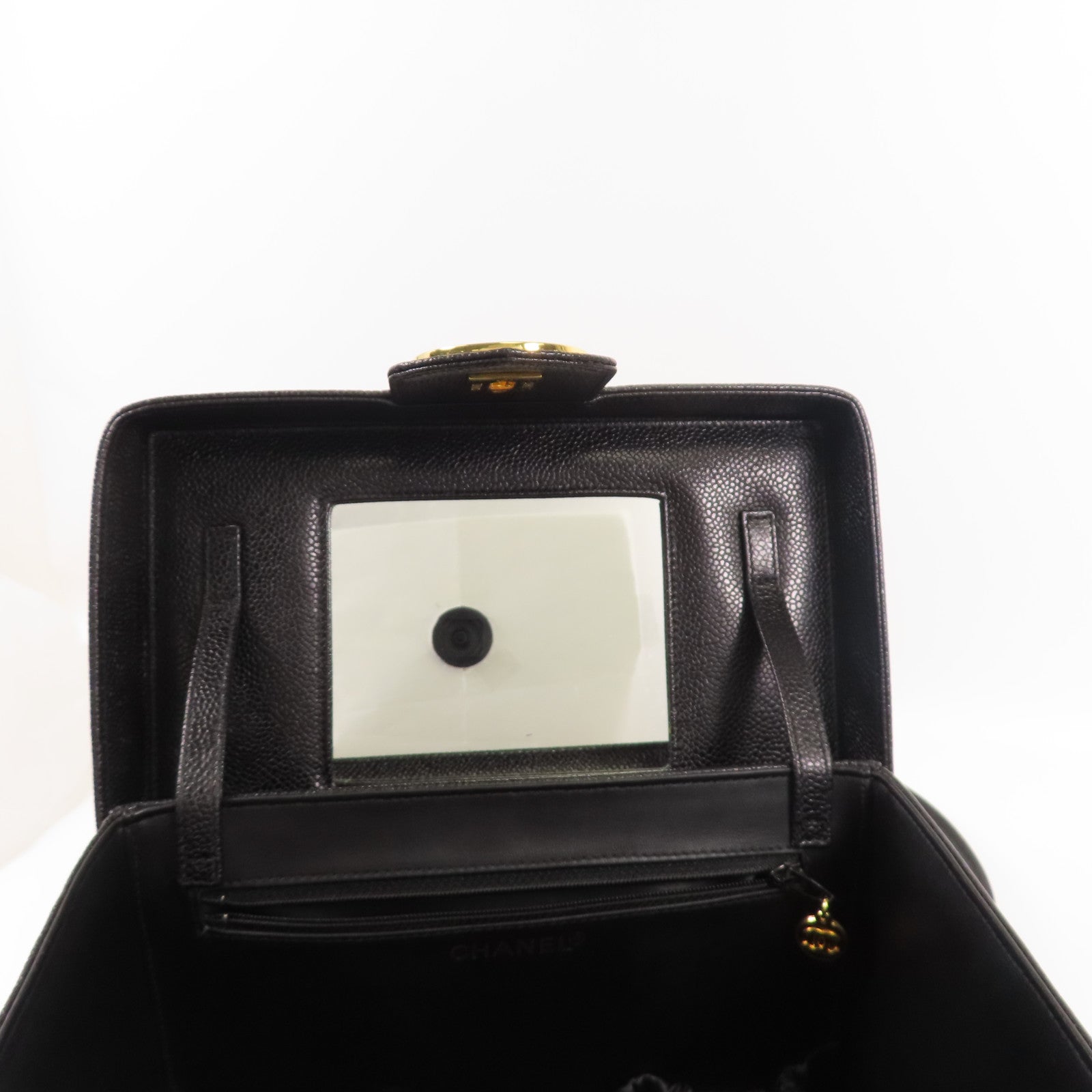 CHANEL CC GHW 2 Way Chain Shoulder Hand Bag Calfskin Leather Black