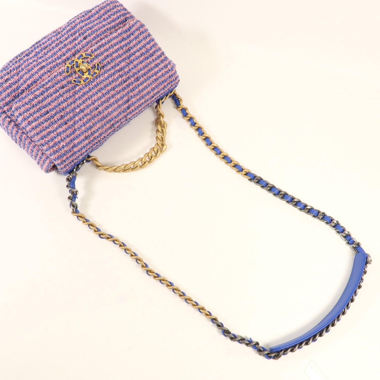 CHANEL Tweed Chanel 19 Small鏈帶手挽肩背兩用袋