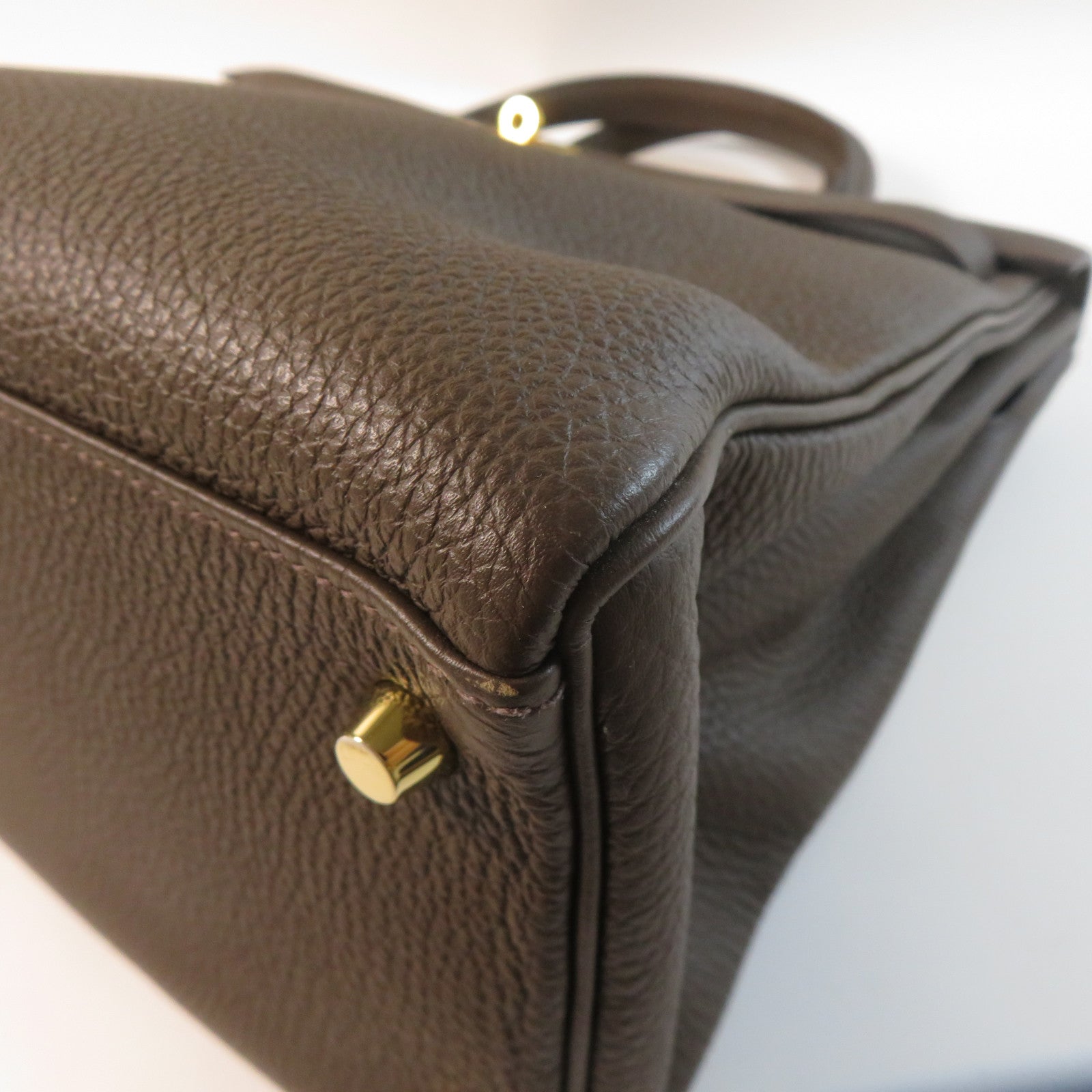 HERMES 【激減優惠】Clemence皮革Kelly 35金扣手挽肩背兩用袋啡色