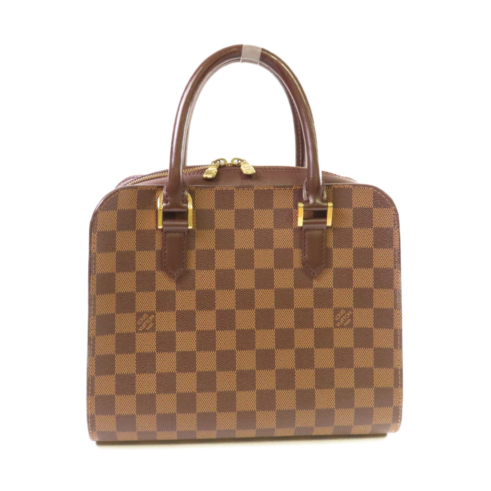 LOUIS VUITTON Damier Triana Handbag金扣手挽袋啡色