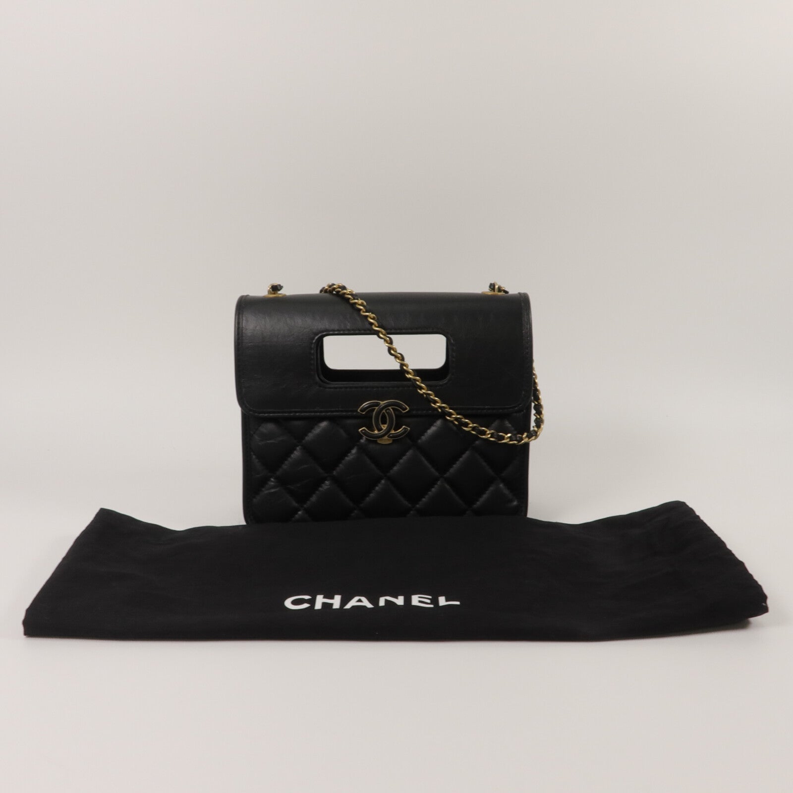 CHANEL 牛皮皮革Mini Flap鏈帶手挽肩背兩用袋