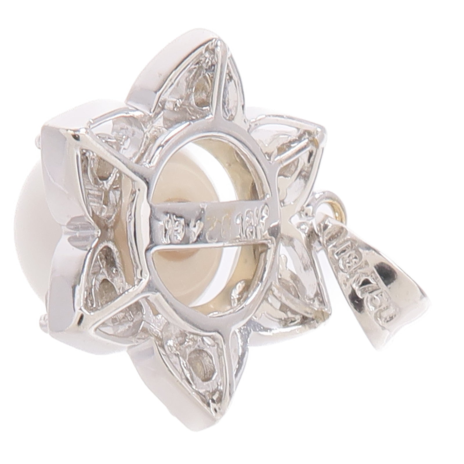 JEWELRY 18K白金Diamond Pearl Pendant Top珍珠/鑽石吊墜