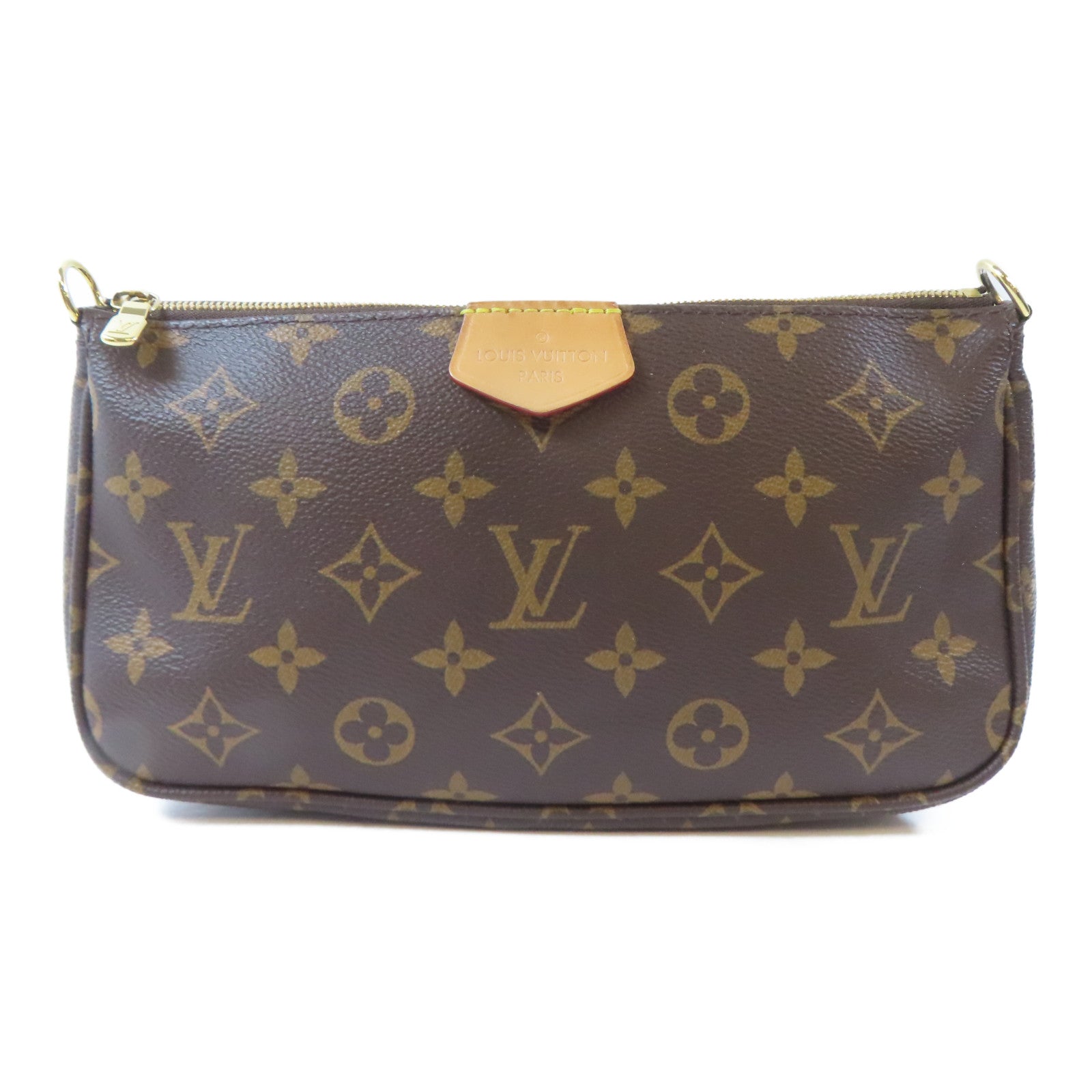 LOUIS VUITTON Monogram Multi Pochette Accessoires金扣手挽肩背兩用袋啡色