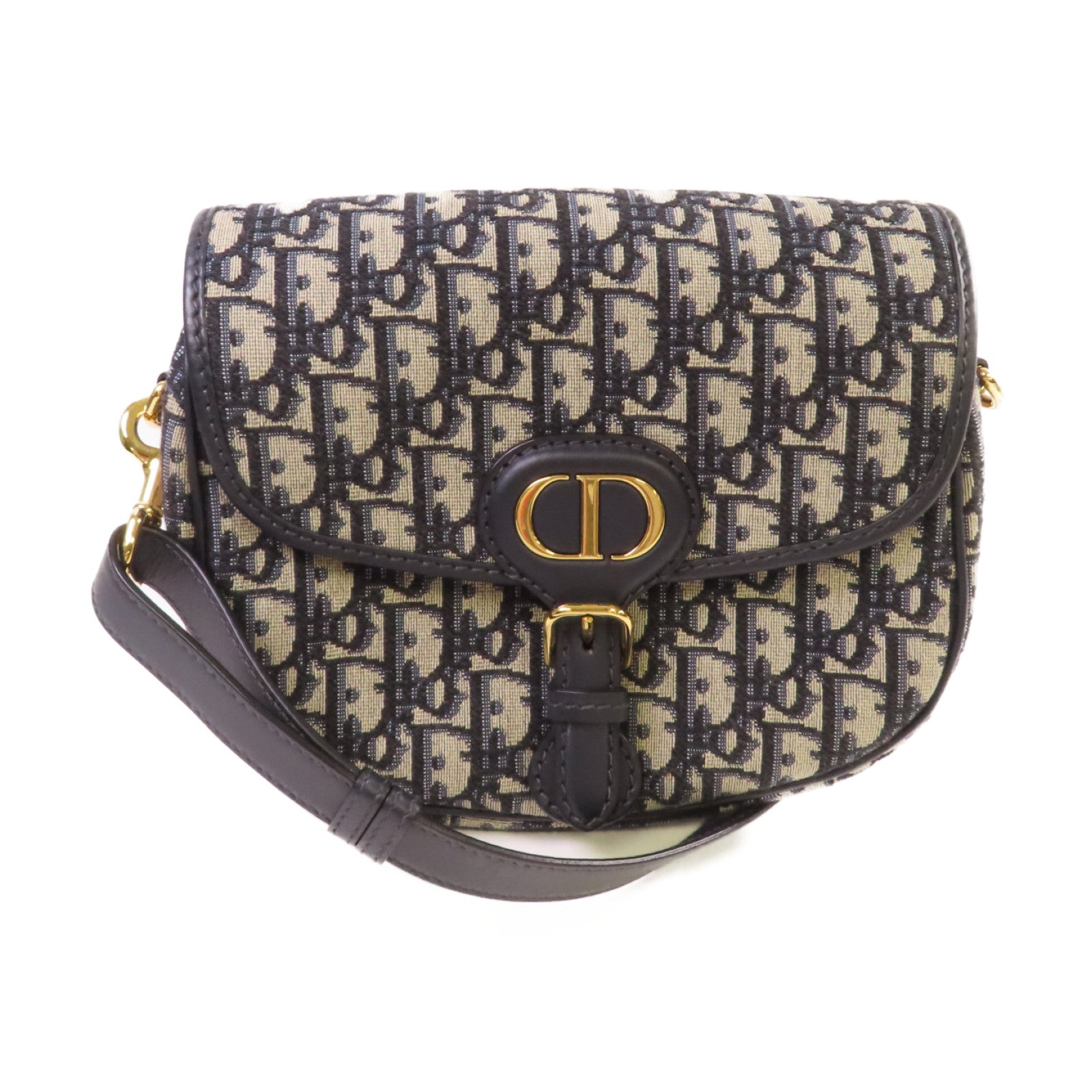 Dior Oblique帆布Bobby Bag金扣肩背袋藍色