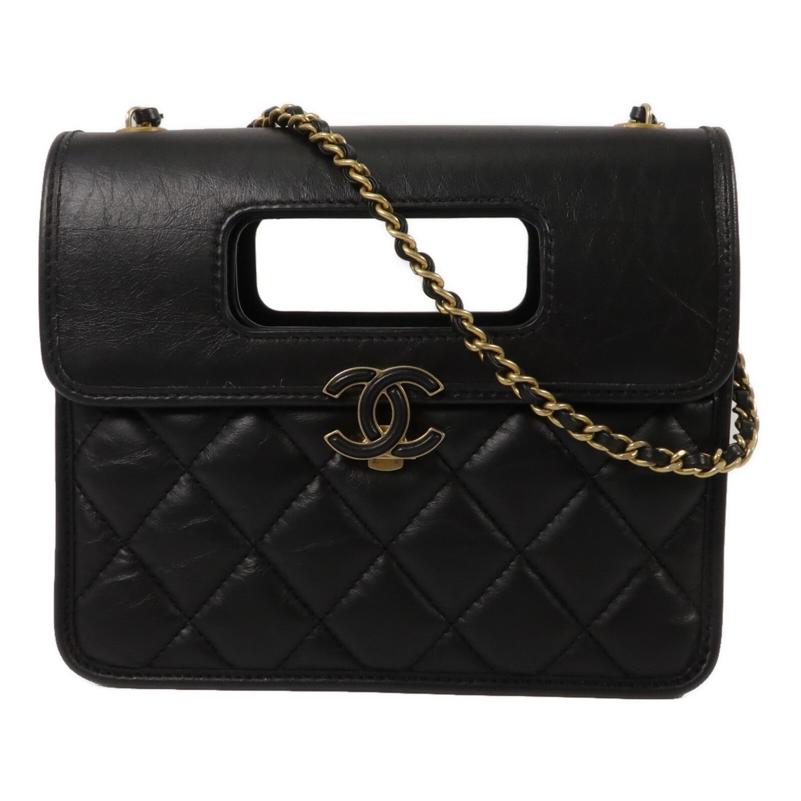 CHANEL 牛皮皮革Mini Flap鏈帶手挽肩背兩用袋