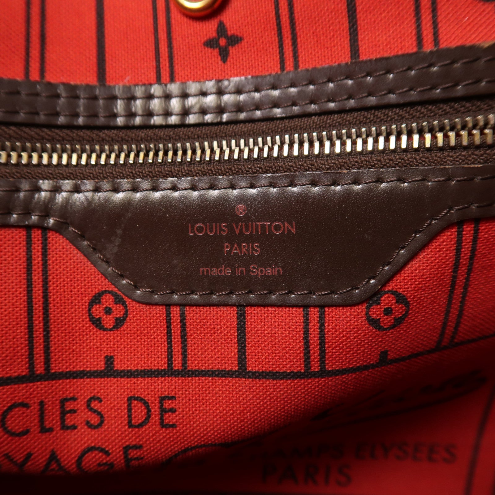 LOUIS VUITTON Damier Neverfull MM金扣肩背袋/手挽袋