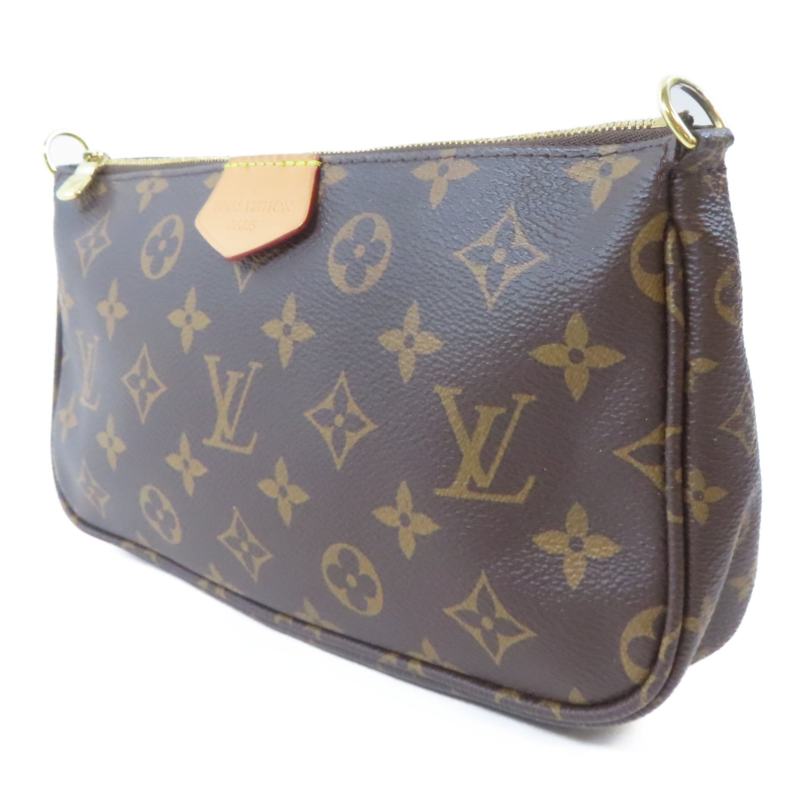 LOUIS VUITTON Monogram Multi Pochette Accessoires金扣手挽肩背兩用袋啡色