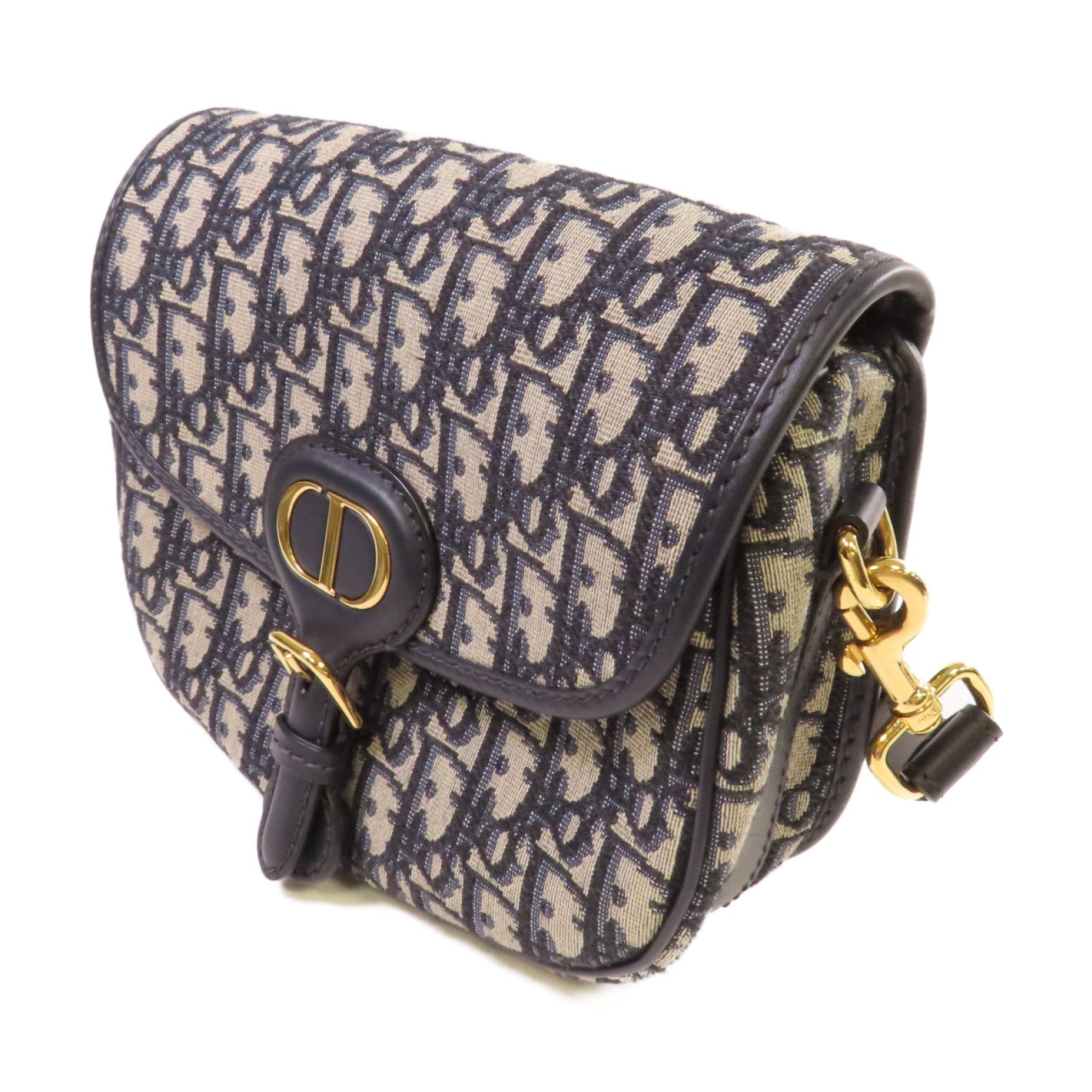 Dior Oblique帆布Bobby Bag金扣肩背袋藍色