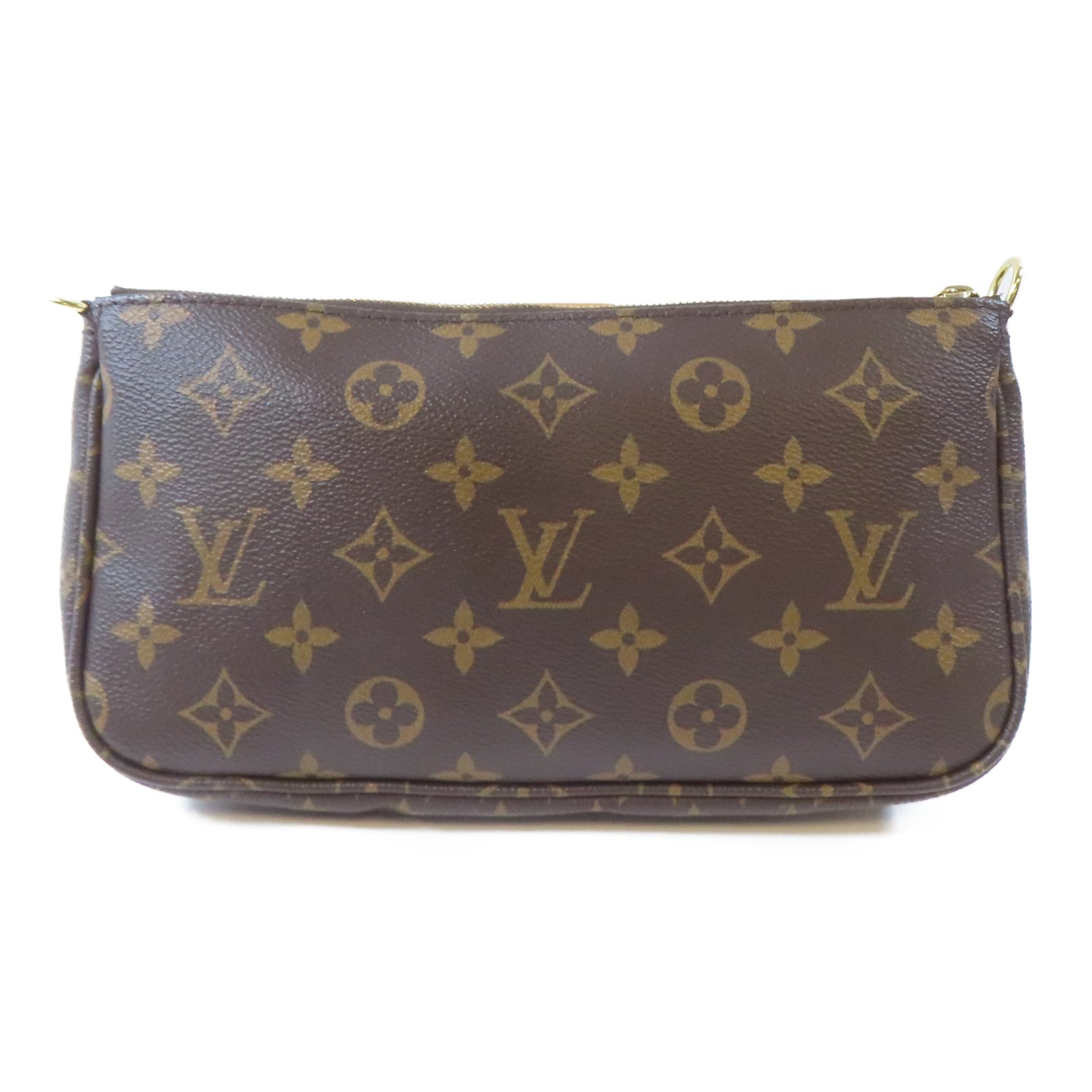 LOUIS VUITTON Monogram Multi Pochette Accessoires金扣手挽肩背兩用袋啡色