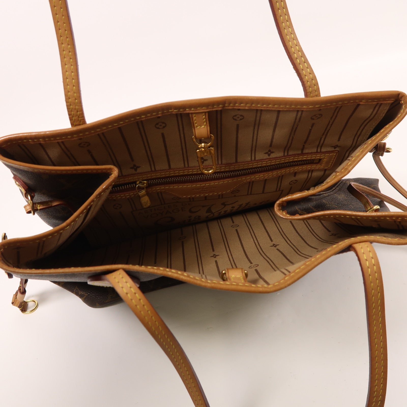 LOUIS VUITTON Monogram Neverfull MM金扣手挽袋