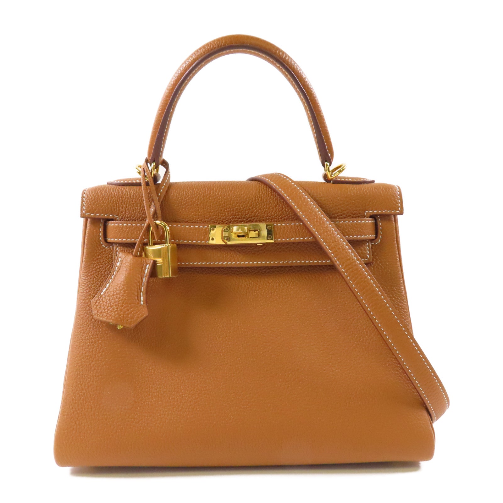 HERMES Togo皮革Kelly 25金扣手挽肩背兩用袋Gold
