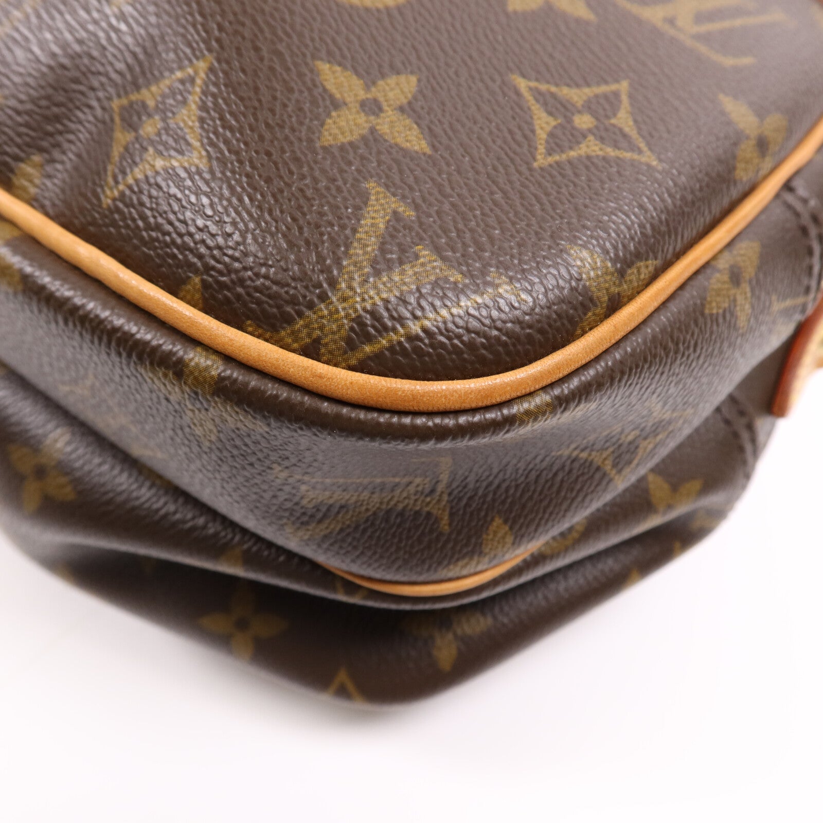LOUIS VUITTON Monogram Reporter PM金扣肩背袋棕色