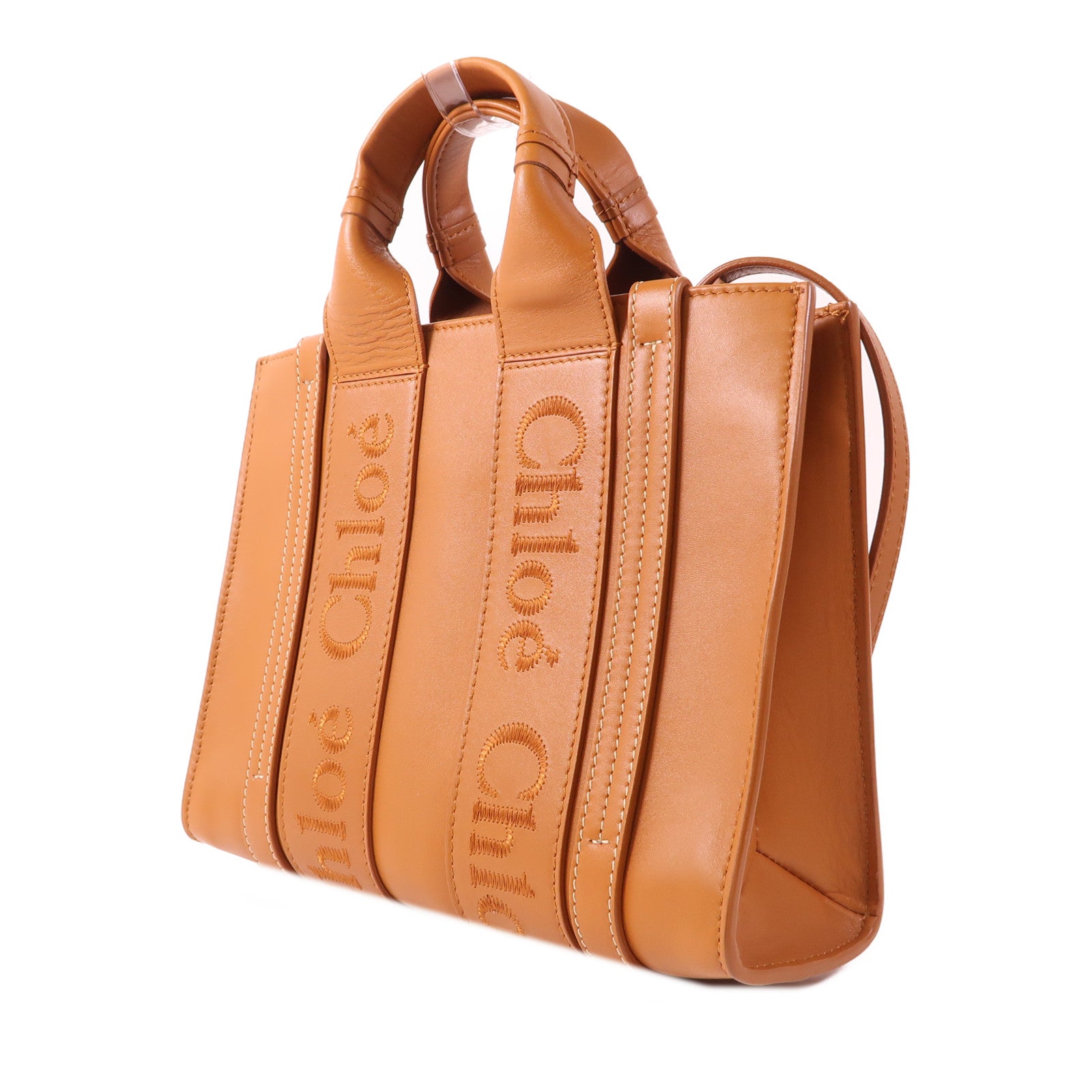 Chloe 牛皮皮革Small Woody Bag金扣手挽肩背兩用袋