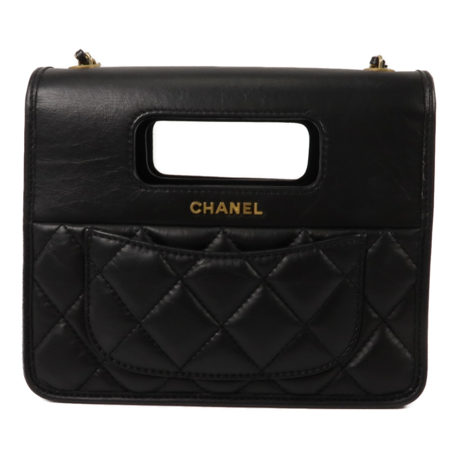CHANEL 牛皮皮革Mini Flap鏈帶手挽肩背兩用袋