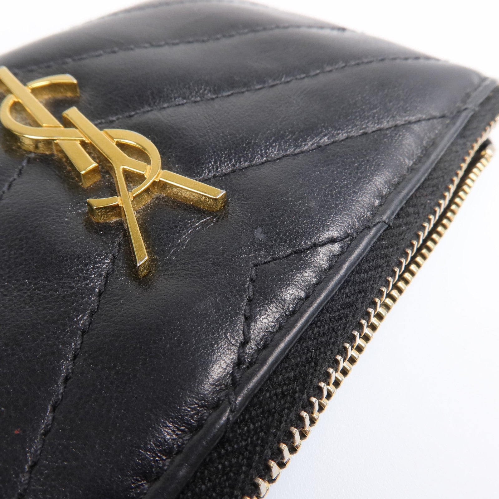 YVES SAINT LAURENT 牛皮皮革Coin Case金扣零錢包