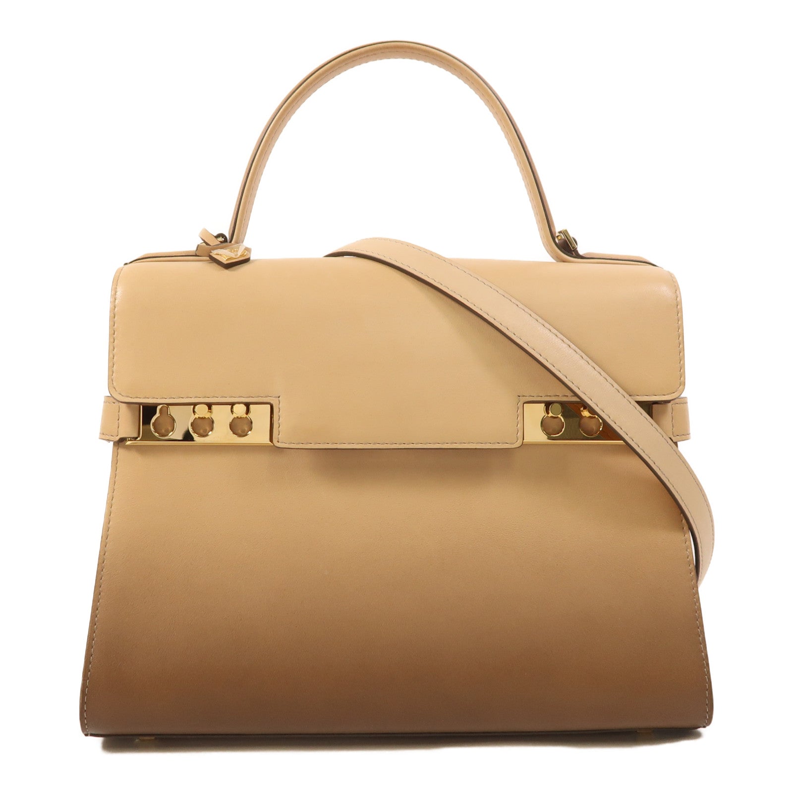 Delvaux 【激減優惠】牛皮皮革Tempete MM金扣手挽肩背兩用袋