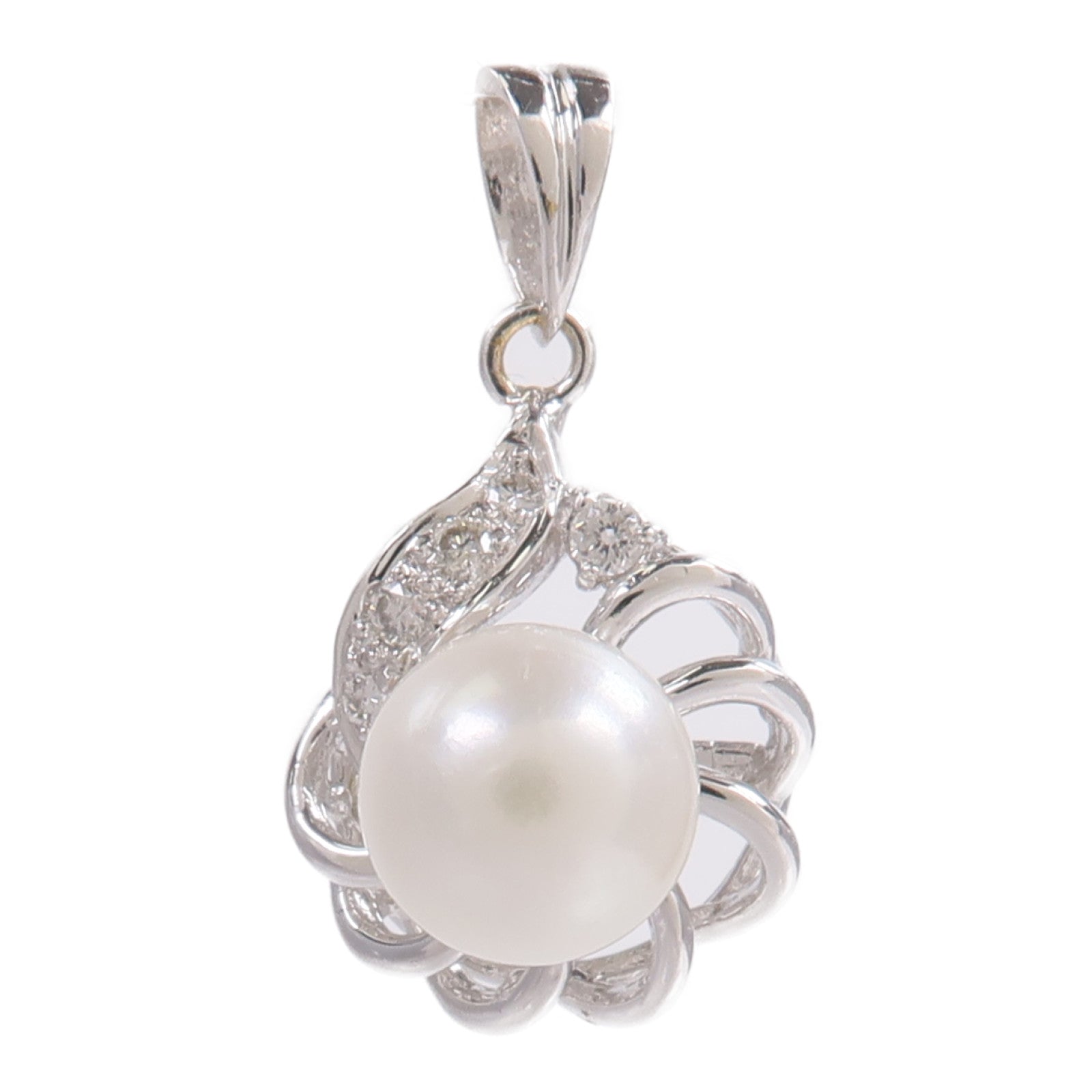 JEWELRY 18K白金Diamond Pearl Pendant Top珍珠/鑽石吊墜