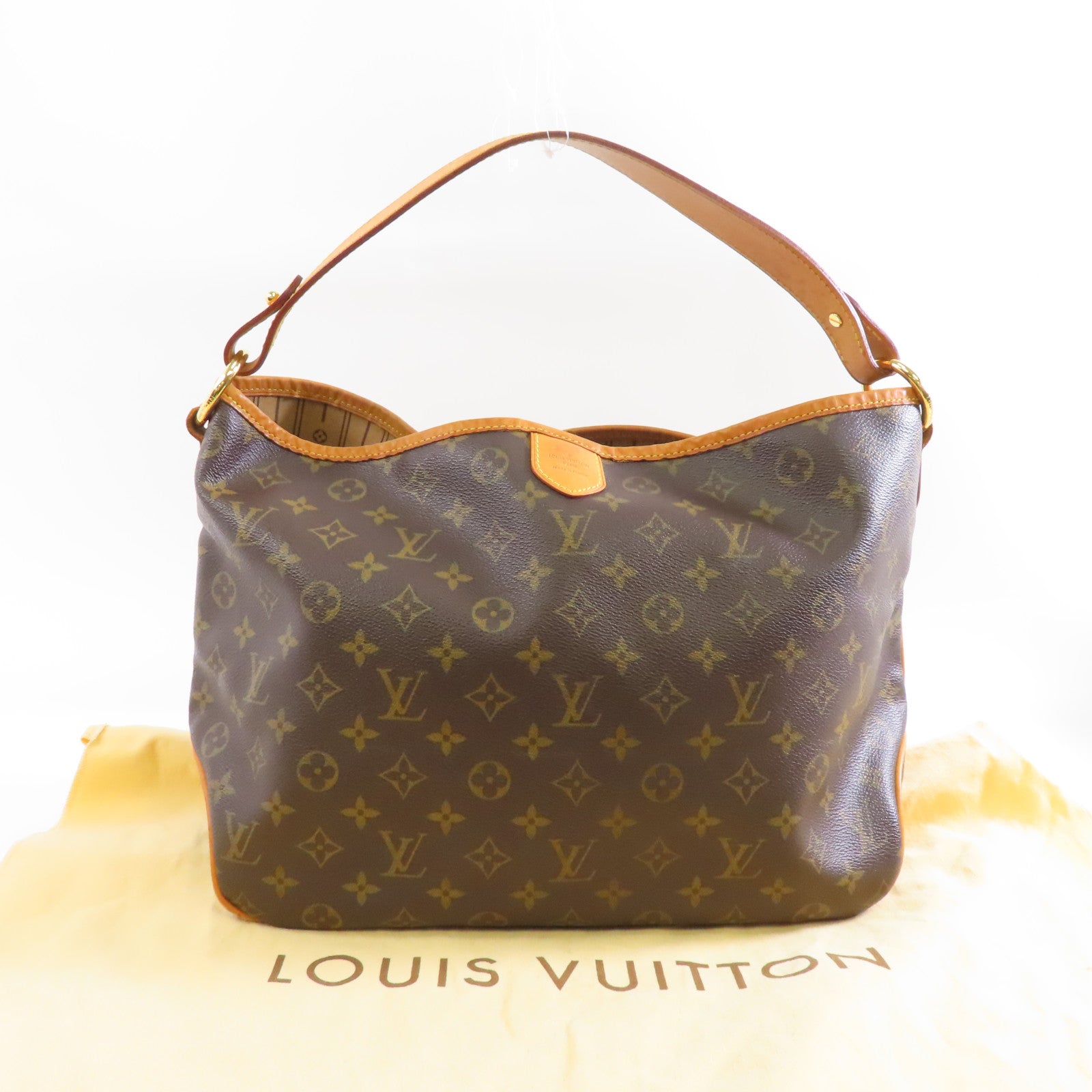 LOUIS VUITTON Monogram Delightful PM金扣肩背袋棕色