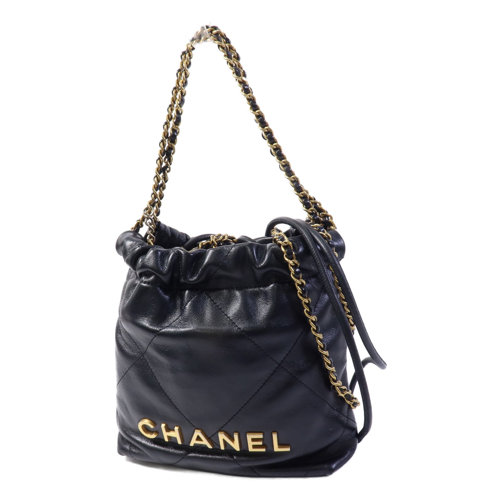 CHANEL 牛皮皮革C22 Mini金扣鏈帶肩背袋