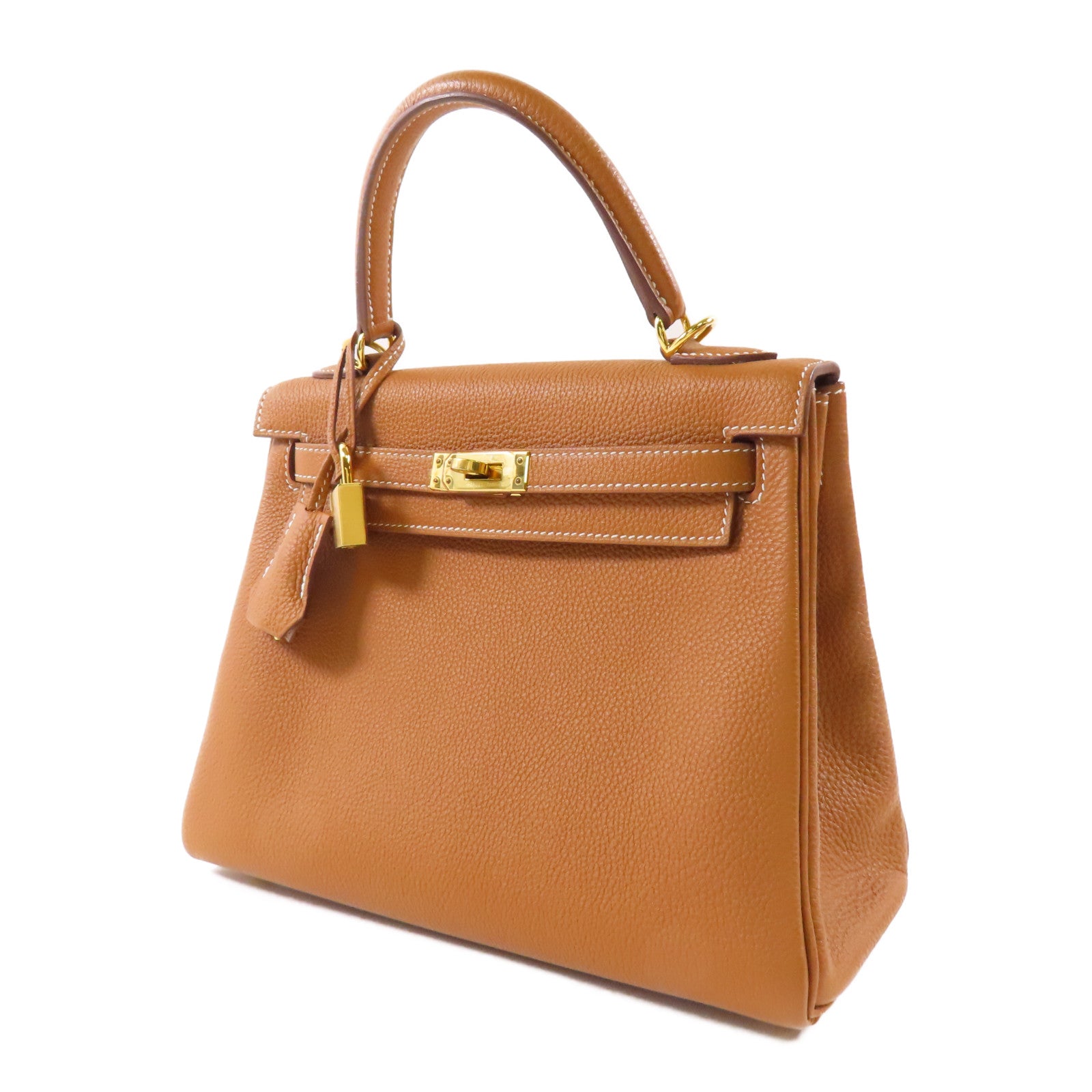 HERMES Togo皮革Kelly 25金扣手挽肩背兩用袋Gold